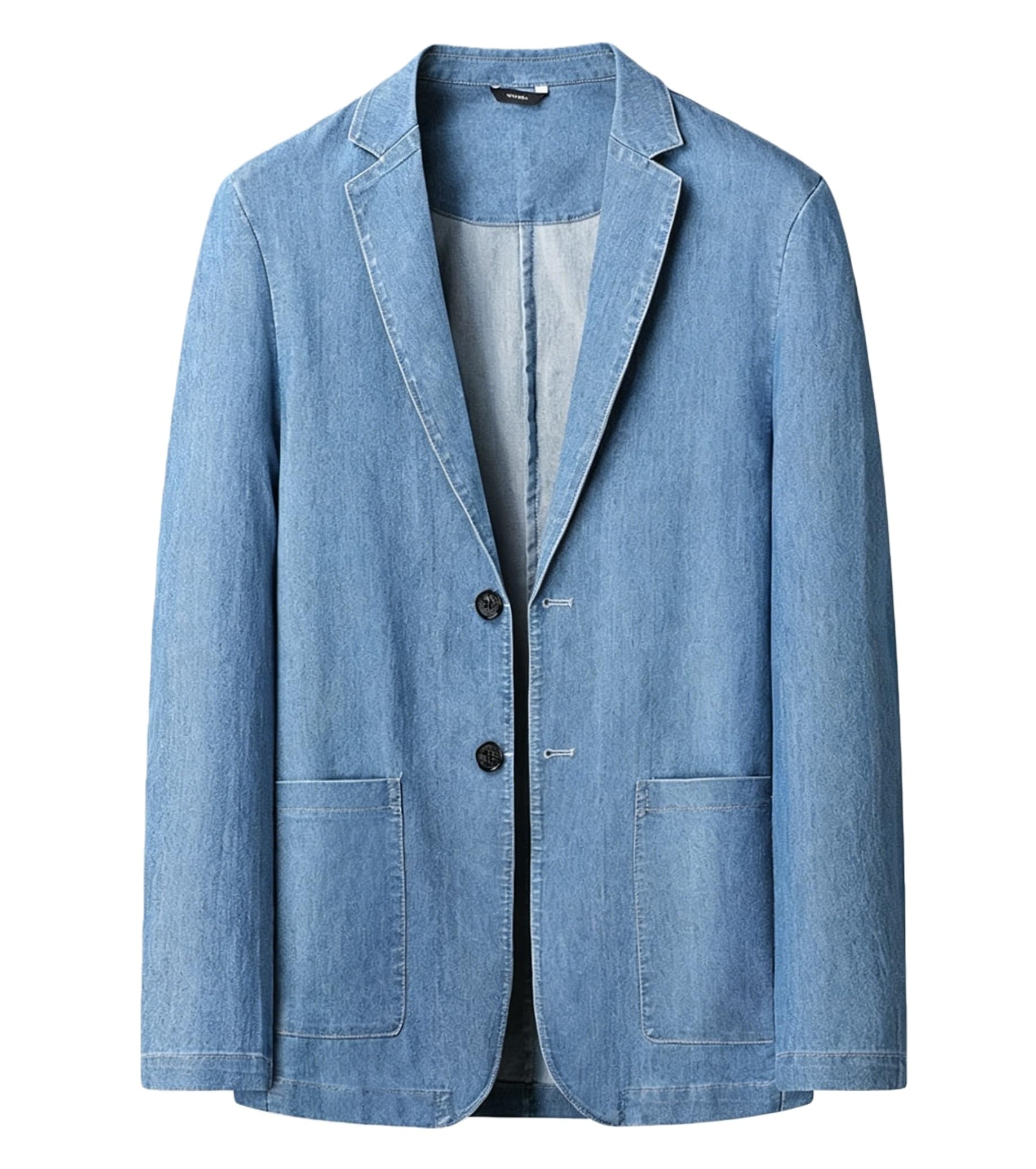 Giacca Blazer in Denim da Uomo Cappotto in Jeans Sfoderato Giacca Sportiva Casual Leggera Taglie Forti Giacca da Completo Casual A Due Bottoni per Lavoro Viaggi E Uso Quotidiano.