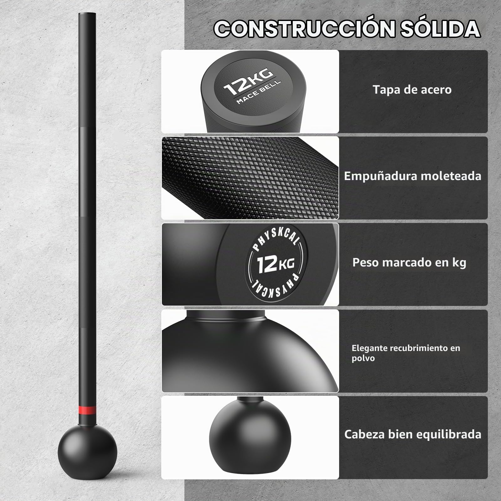 PhysKcal Mace Bell Clubbell de Acero Macizo
