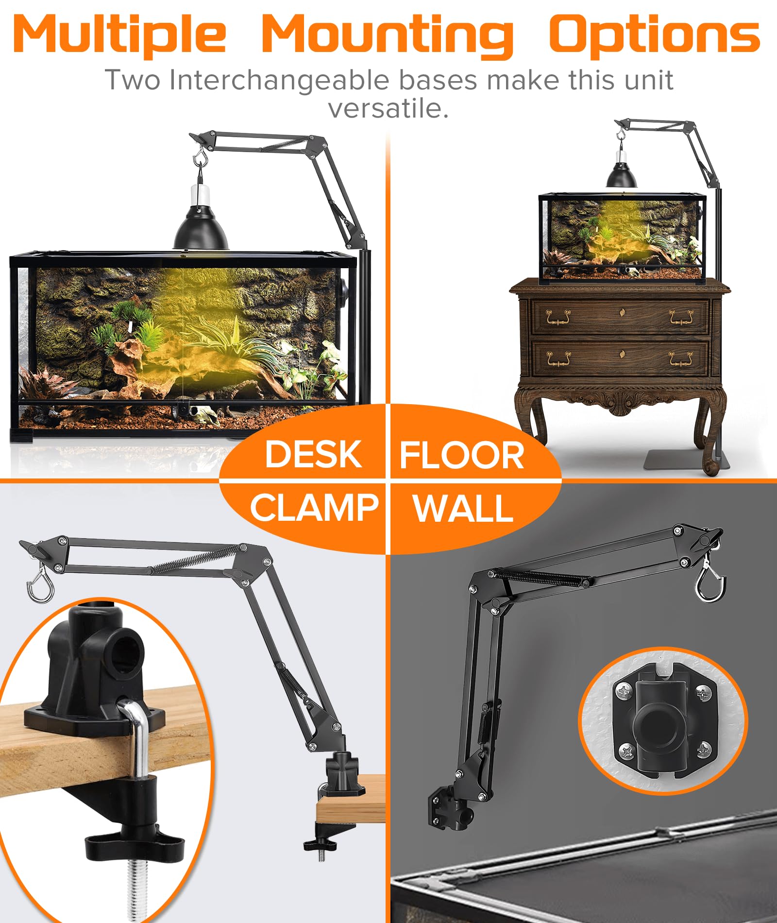 Supporto Lampada Rettili Regolabile 72 Pollici | Per Terrario E Tartarughiera | Base Stabile