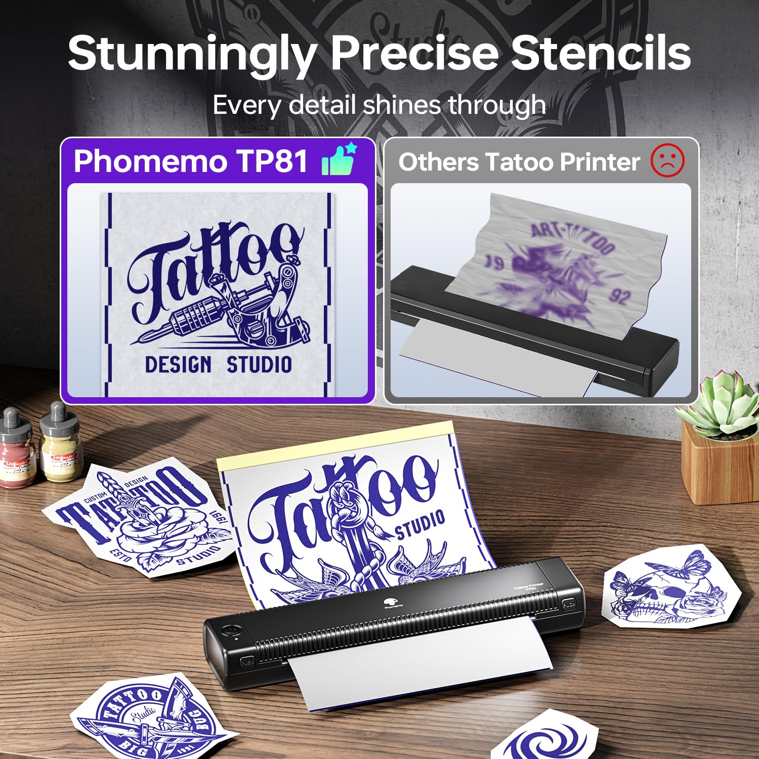 Tattoo タトゥープリンター　サーマルプリンター　美品　ワイヤレス Amazon.co.jp: Phomemo M08Fタトゥープリンター 用紙10枚付属