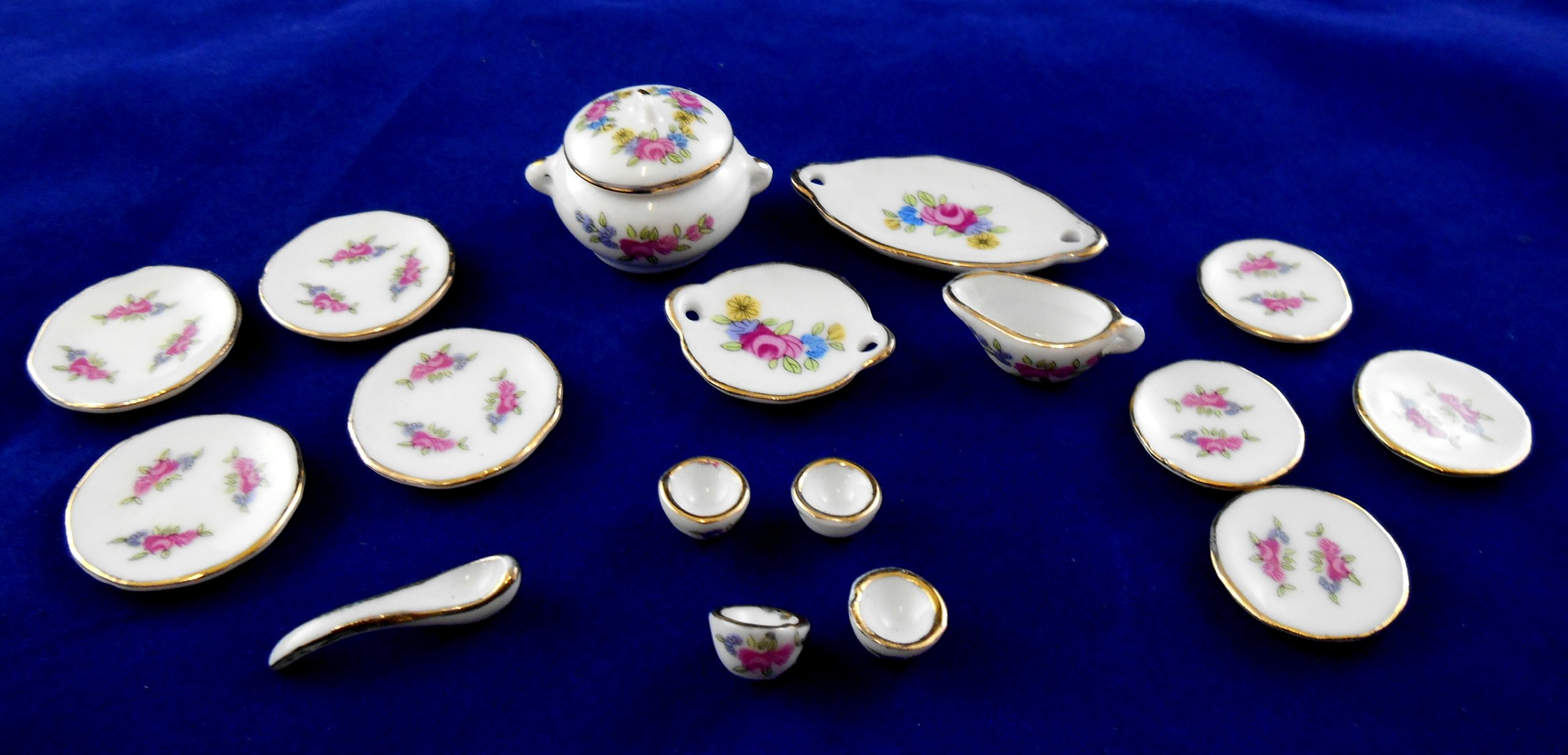 Melody Jane Dolls Houses House Miniature Dining Room Accessory 1:12 Scale Porcelain Dinner Set