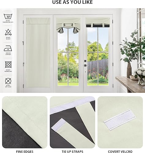Miniatura 5 de LazBlinds Cortinas de puerta 100% opacas, cortina de puerta francesa autoadhesiva para privacidad, oscurecimiento de habitación, cortina de ventana