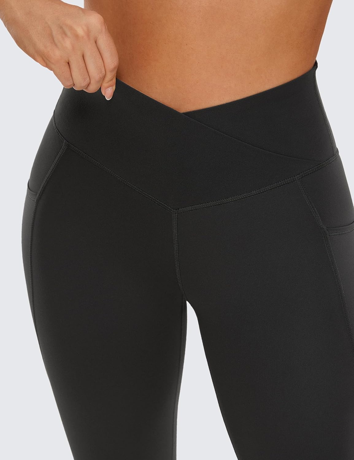 CRZ YOGA Butterluxe Womens Crossover Waist Workout Leggings with Pockets 25" - V Cross High Waist Gym Lounge Yoga Pants - Image 4