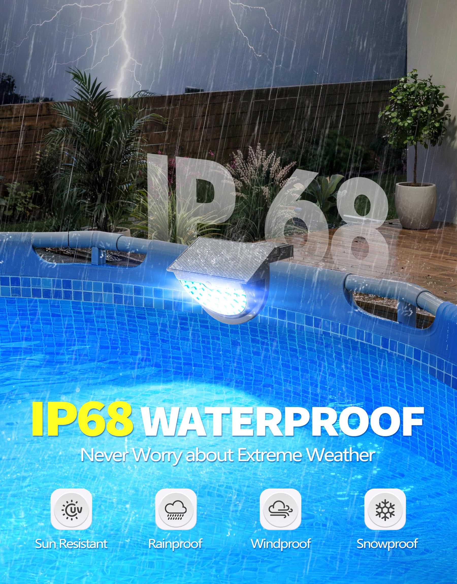 DeeprBetter 2026 Aggiornato Luci Piscina Fuori Terra Solari, Luce Piscina RGB Colori Cambiamento, IP68 Impermeabile Luci LED Piscinas con 10 Modalità di Illuminazione, Lampade per Piscinas - 2PCS