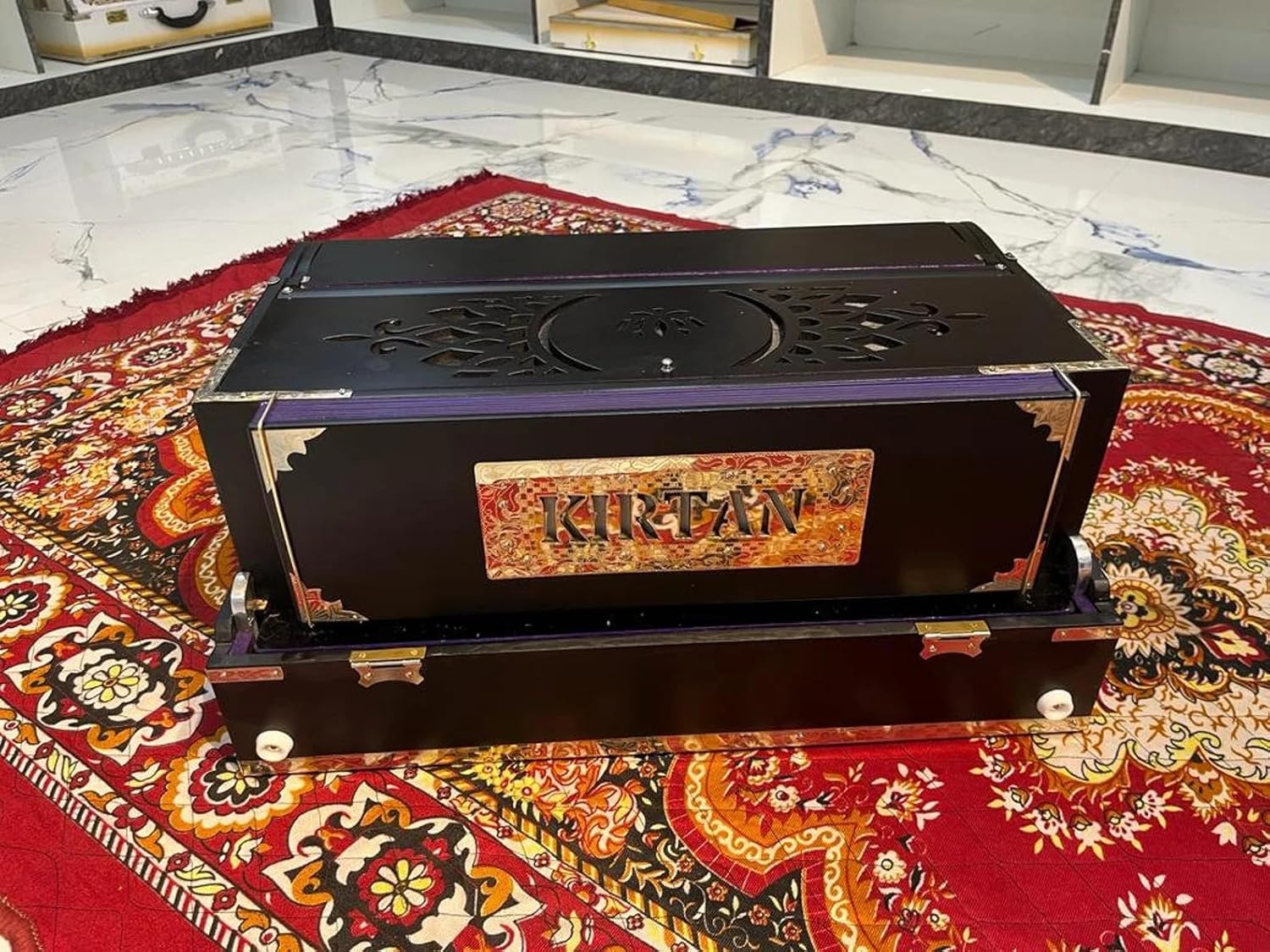 NamasteHimalayas Professional Matte Black Harmonium, 3-Reed 9-Scale Changer, Premium Design 3.75 octave, Best for Kirtan, Meditation, yoga, Sound Healing Therapy, yoga workshop
