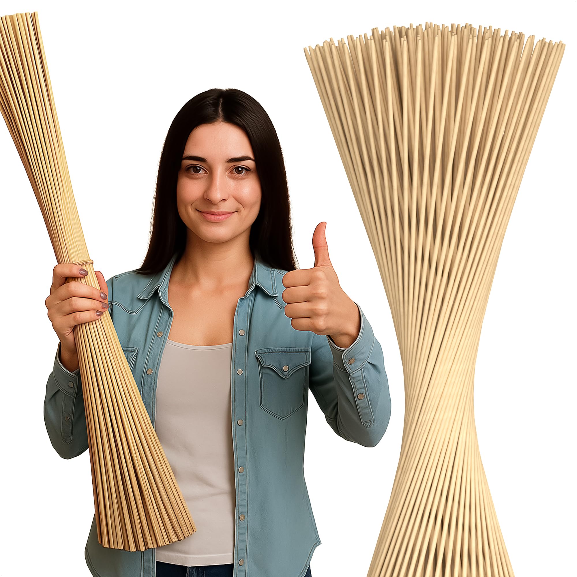 50 Pcs Smores Sticks - 36 Inch Long 5mm Thick Bamboo Skewers for Grilling Long Marshmallow Roasting Sticks for Campfire Skewers for Fire Pit to Making Kabobs, Hot Dog, Fruit, Crafts & Flower Bouquets