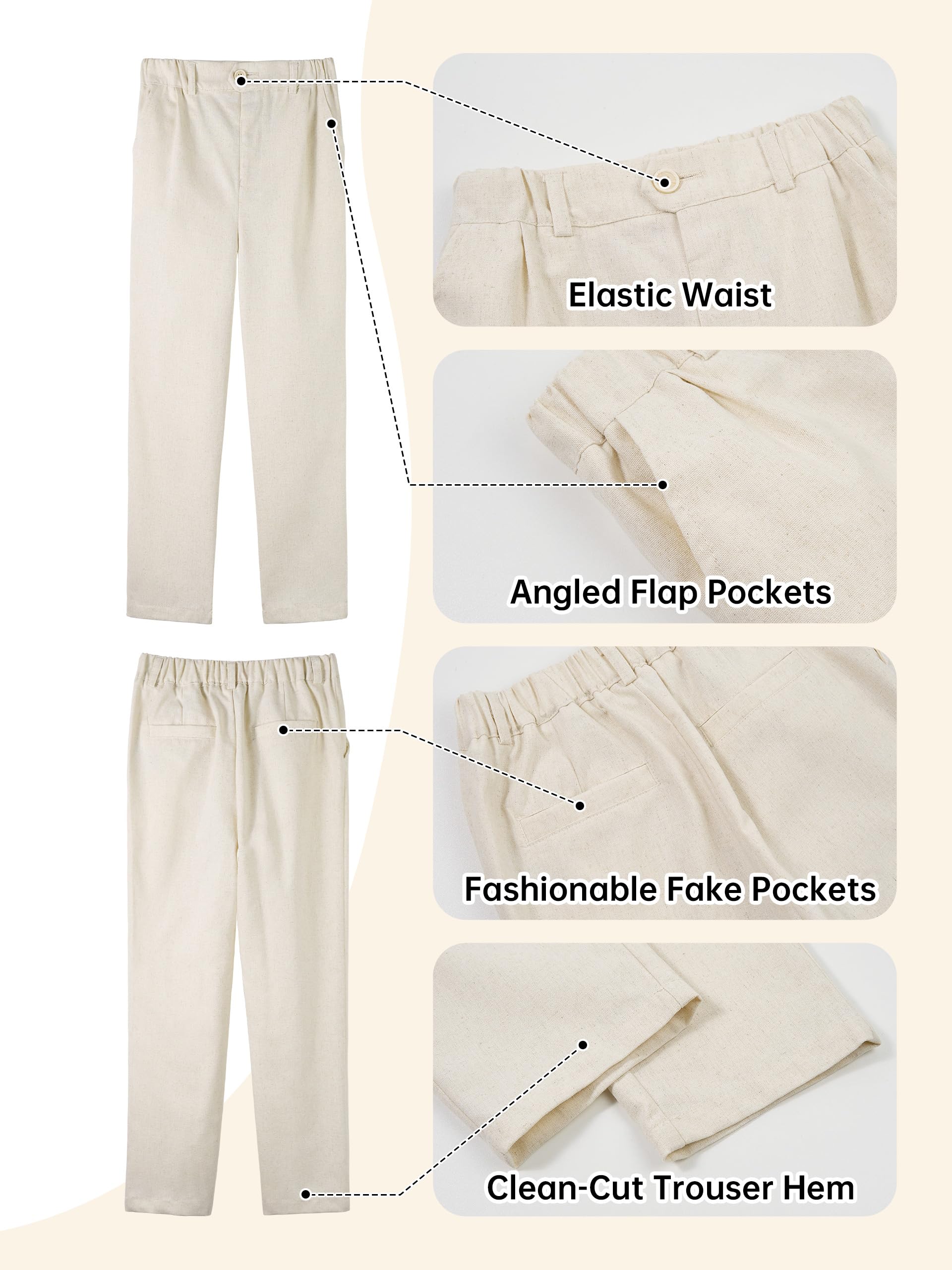 LOLANTA 2 Pièces Costume Mariage Garçon en Lin, Ensemble Veste Cintrée et Pantalon Costume Formel Enfant pour Baptême, Cérémonie, Bal, Fête d'anniversaire, Tenue de Page Élégante