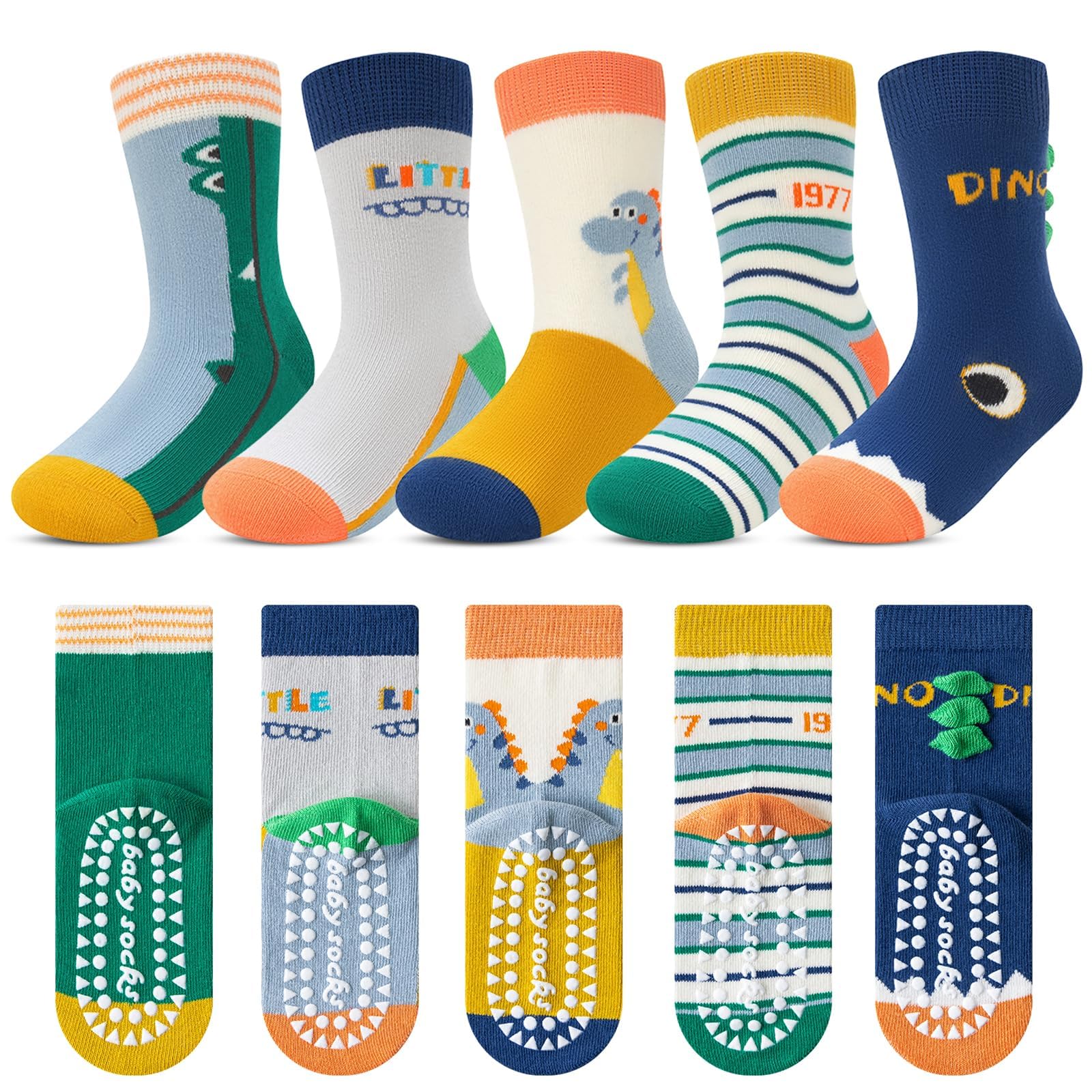 Kyopp 5 Paar Stoppersocken Kinder Baumwolle Socken Jungen Mädchen ABS Anti Rutsch Socken Tiermotive 25-37EU | Kinder, Jungen Mädchen, ABS Anti Rutsch Socken, Tiermotive
