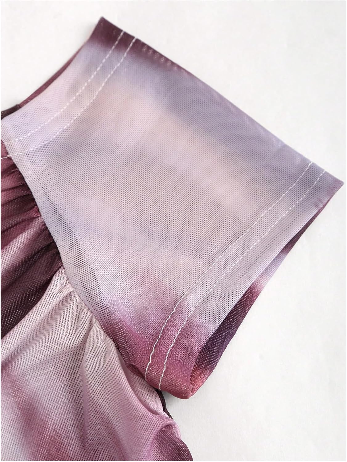 SOLY HUX Women's Tie Dye Mesh T Shirt Off The Shoulder Short Sleeve Ruched Tee Y2k Tops - Image 3