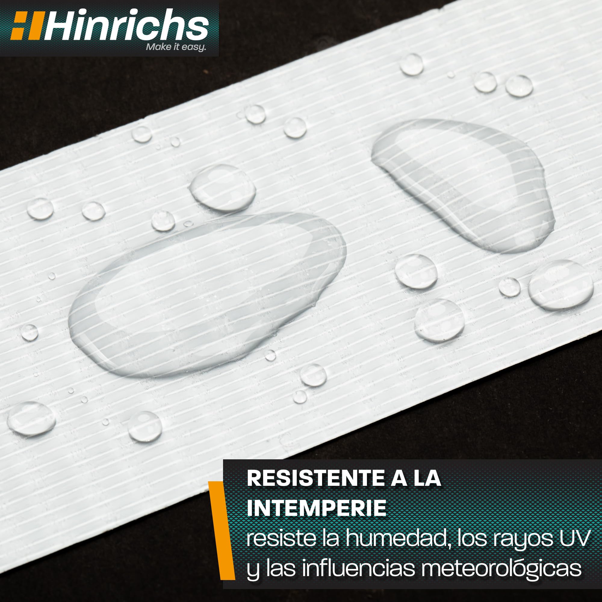 Hinrichs Cinta Americana Negra 4 Rollos 50m x 50mm – Cinta Adhesiva Impermeable y Extra Fuerte – Herramientas Lluvia y Reparaciones – Cinta Multiusos para Bricolaje, Embalajes y Uso Exterior Duradero