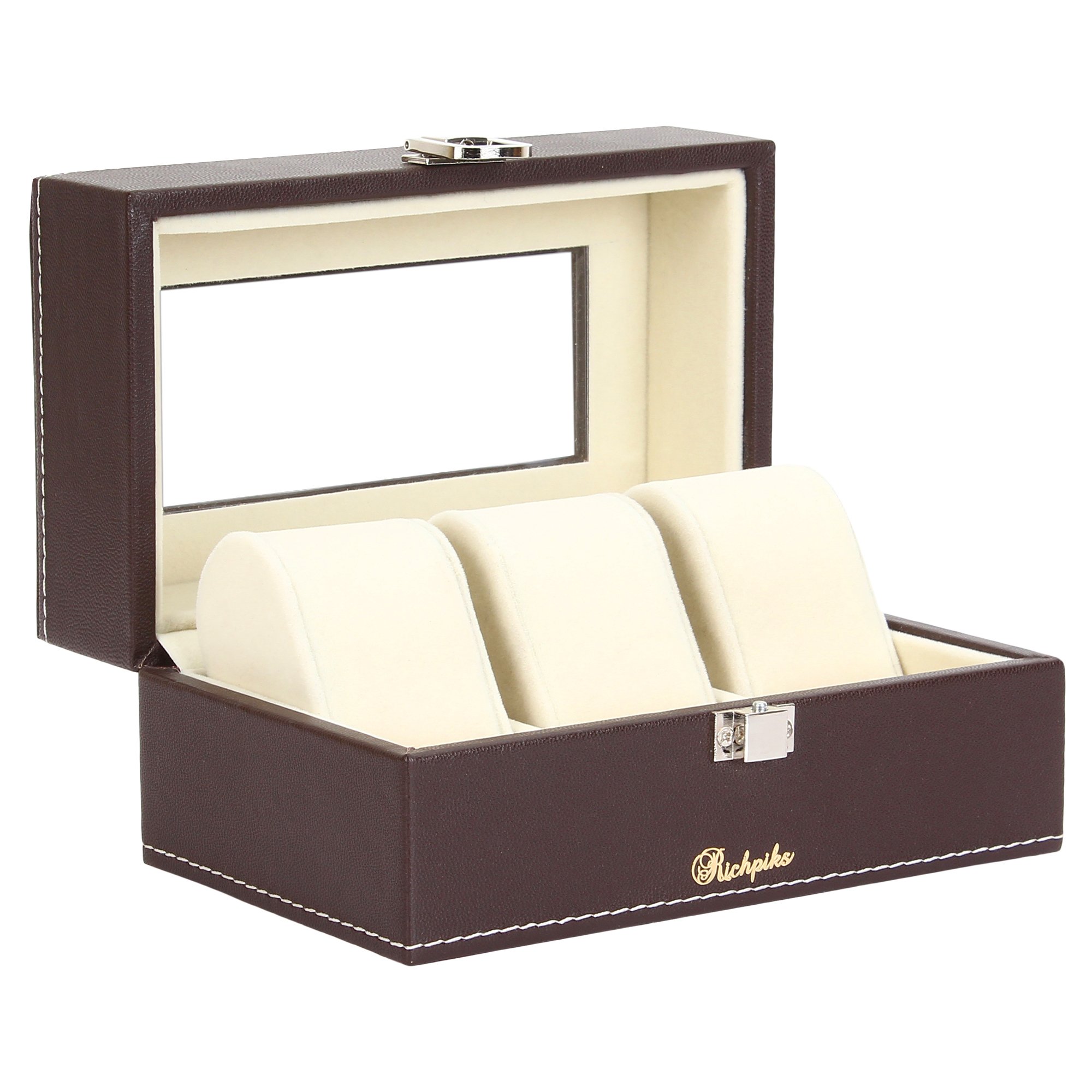 RichpiksBlack/White 3 slot watch box | watch Case | Watch organizer (PI 519) (B07F5JM521) Amazon Price History, Amazon Price Tracker