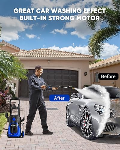 Miniatura 6 de Lavadora a presión eléctrica, 4000PSI 2.8 GPM con cañón de espuma, manguera de 35 pies, lavadora eléctrica de alta presión para vallas, patios,