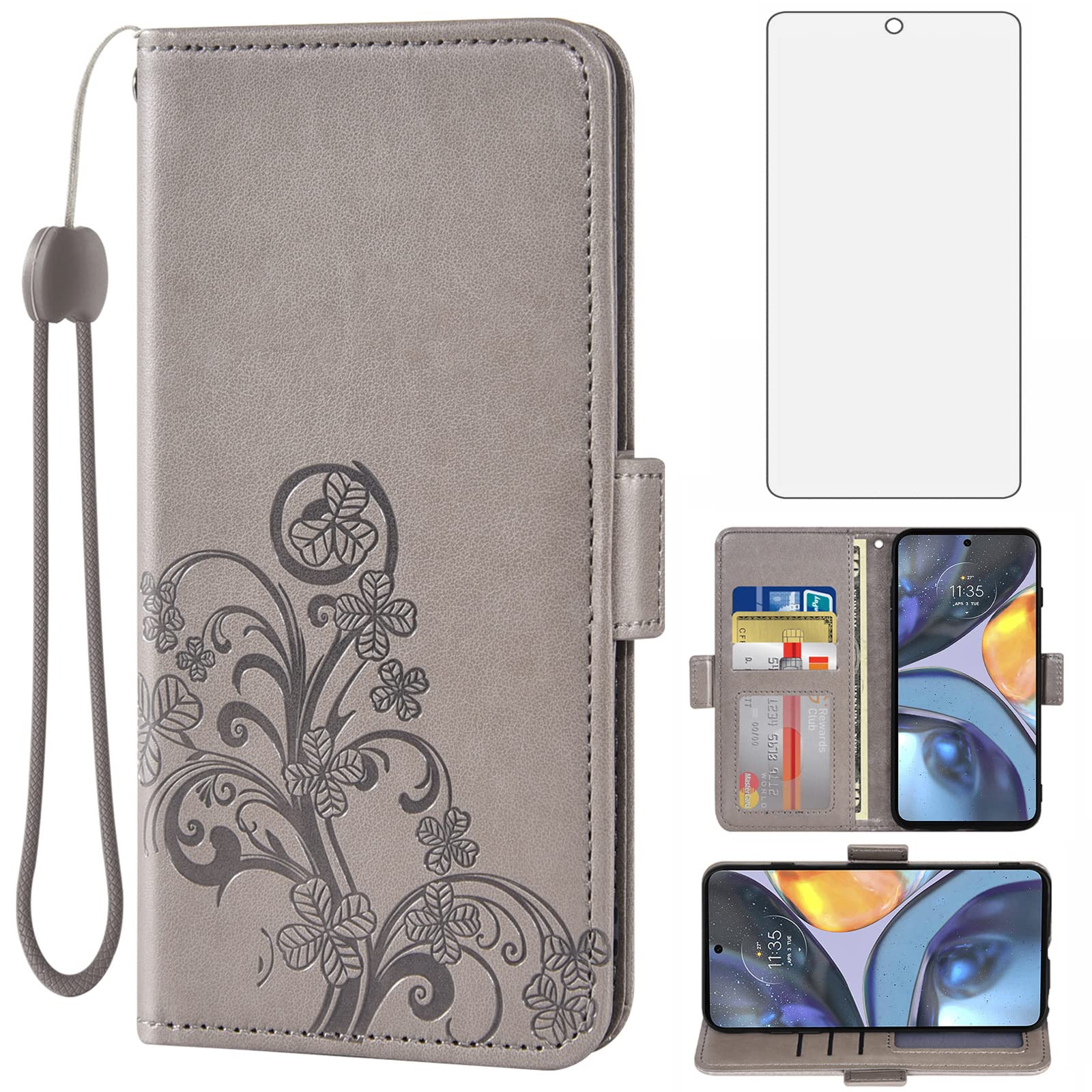 Funda Moto G22 antiavalanchas de golpes con billetera gris 8