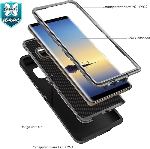 Miniatura 5 de YmhxcY Funda compatible con Galaxy Note 8 con película de TPU flexible y película protectora de pantalla de lente Paquete de 2, funda duradera de 3