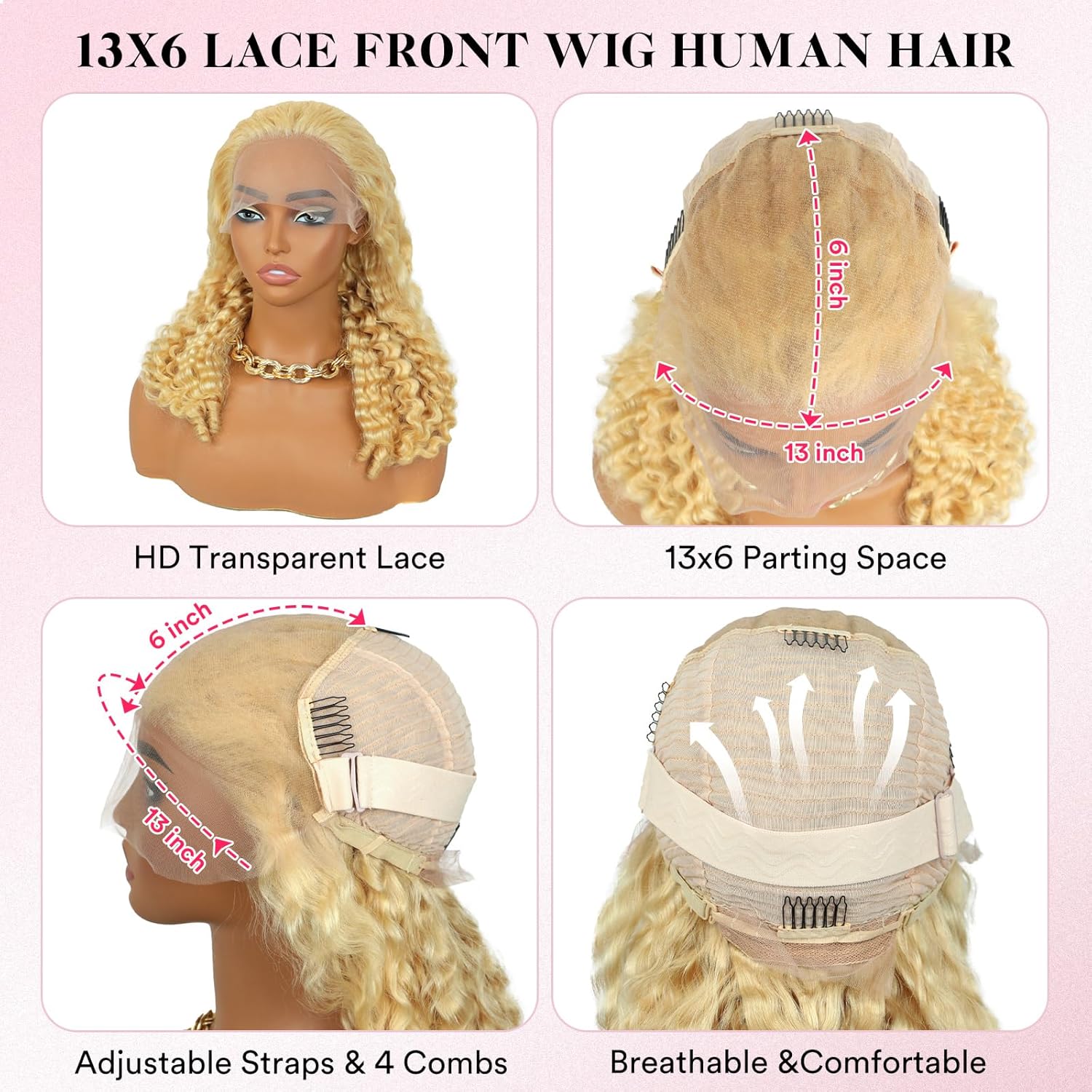 30Inch 250% Density 613 Burmese Curly Human Hair Wig With Spiral End 13x6 Blonde Deep Wave Lace Front Wigs Human Hair Pre Plucked HD Transparent Lace Frontal Wig for Women