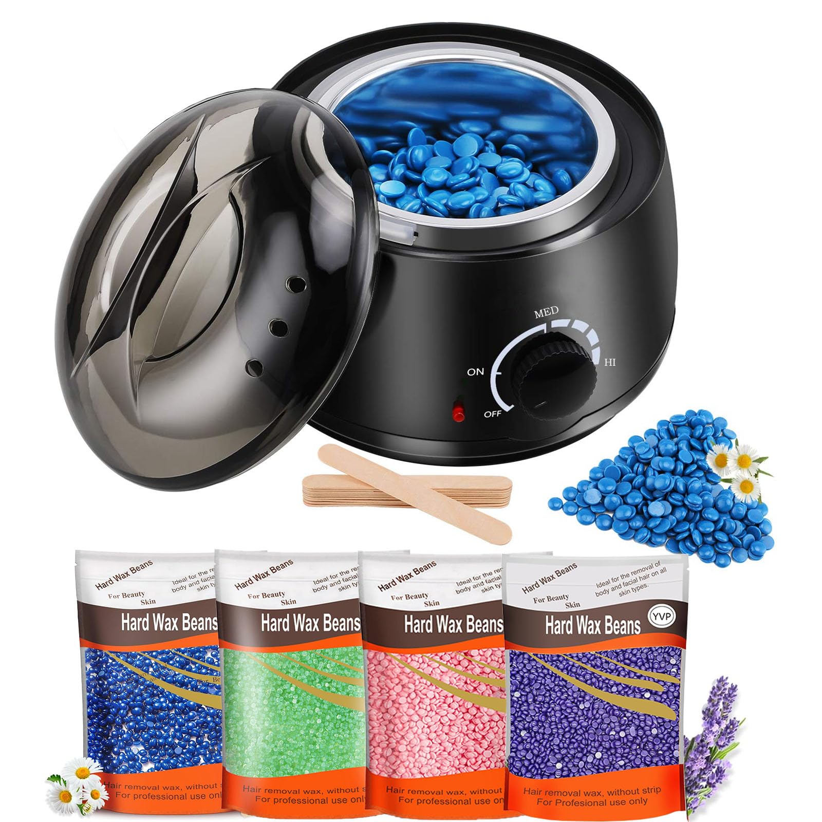 2024 Waxing Kit for Women,Waxing Kit for Brazilian Wax,Wax pot Heater with Wax Beans,Wax warmer for Sensitive Skin Hair Removal,Easy to Use Wax Melt Warmer.AU Plug (Black) - Black