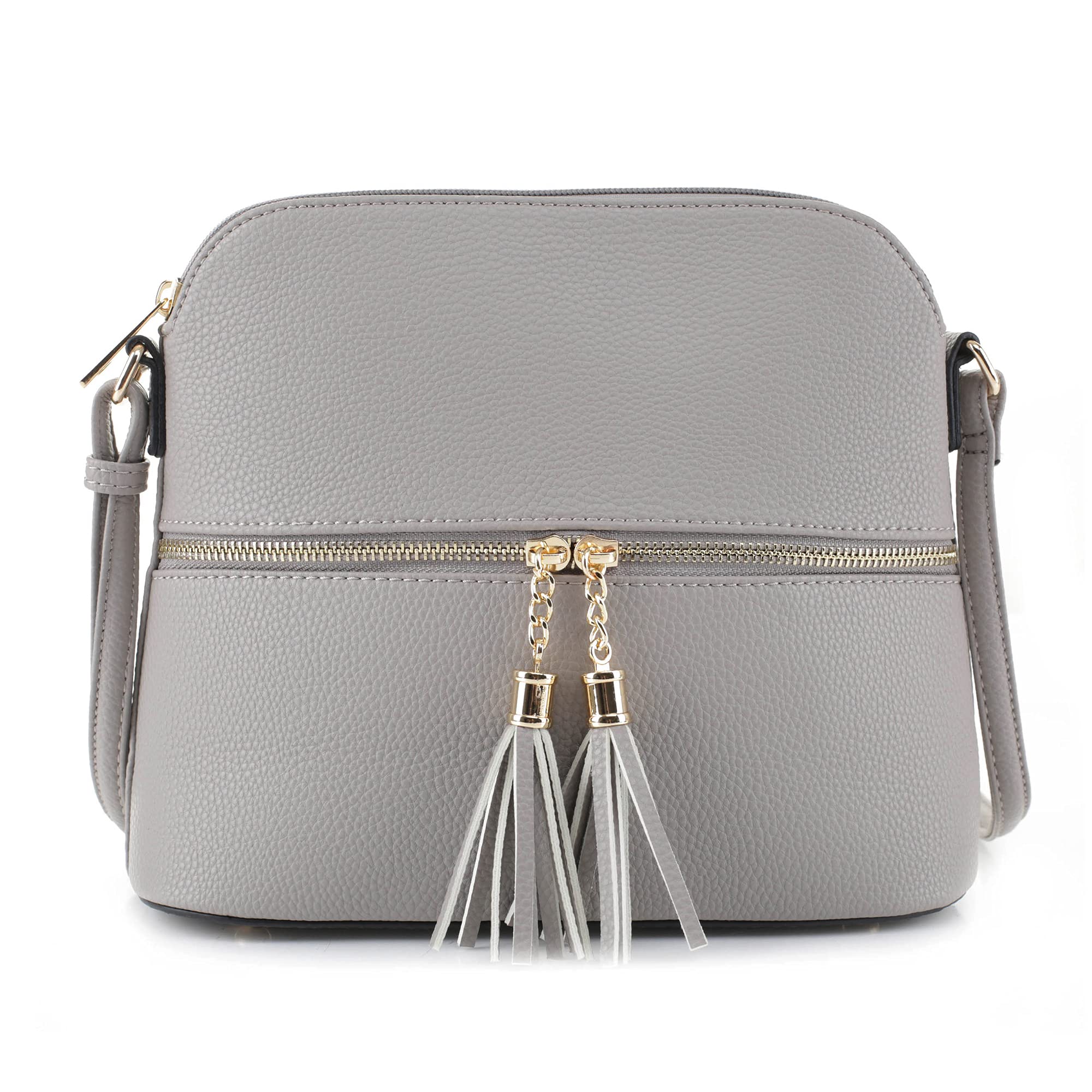 SG SUGU Lunar Lightweight Medium Dome Crossbody Bag Shoulder Bag with Tassel | Zipper Pocket | Adjustable Strap
