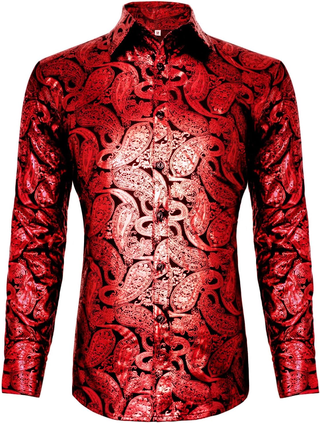 Men's 70s Disco Shirt Paisley Retro Floral Top Long Sleeve Casual Party Dress Shirts