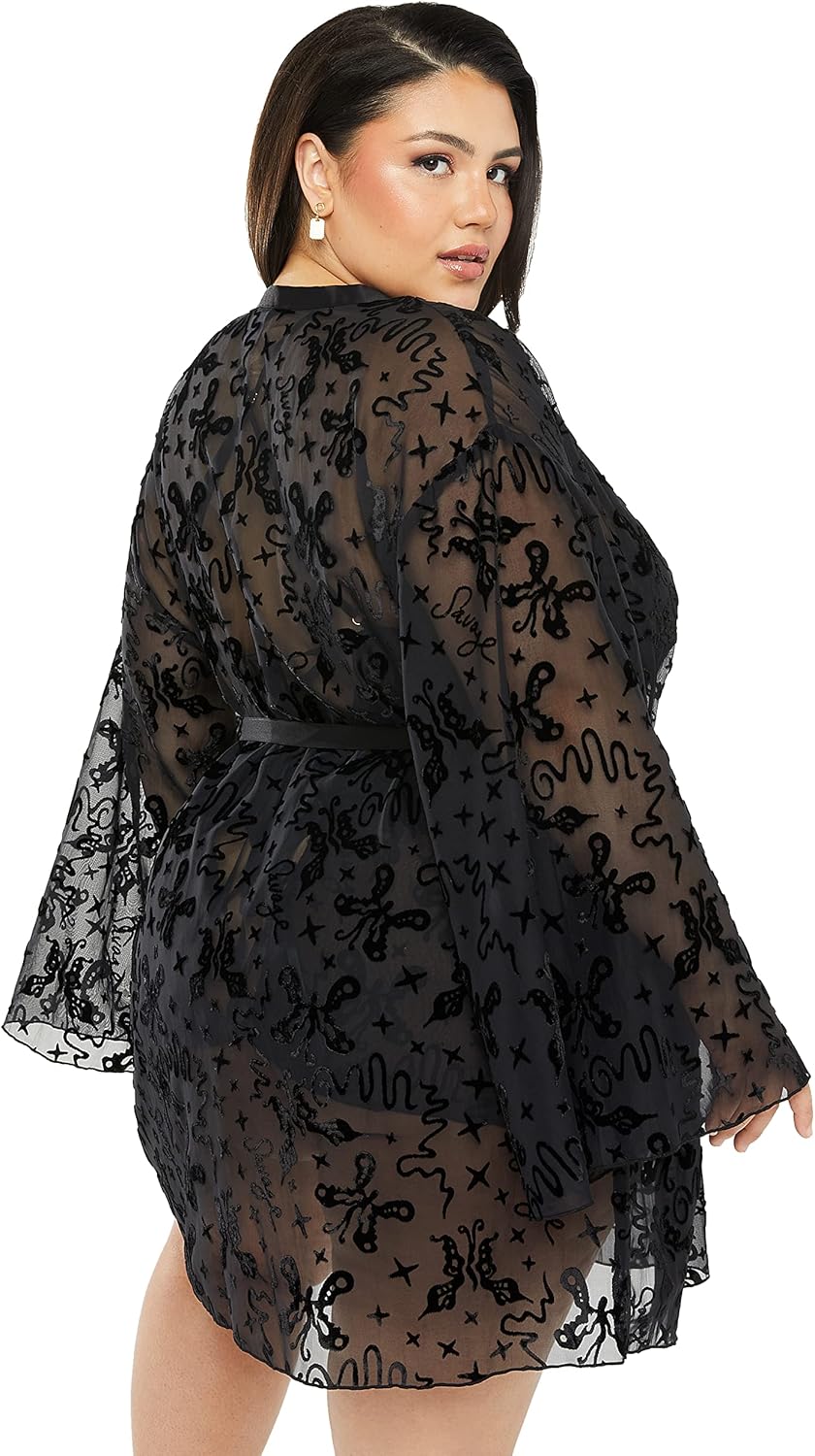 Savage X womens Devoré Dreams Velvet Short Robe - Image 4