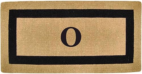 Nedia Home Alfombrillas de fibra de coco natural de 36 x 72 pulgadas con monograma R  Tapetes de bienvenida rectangulares resistentes para patio