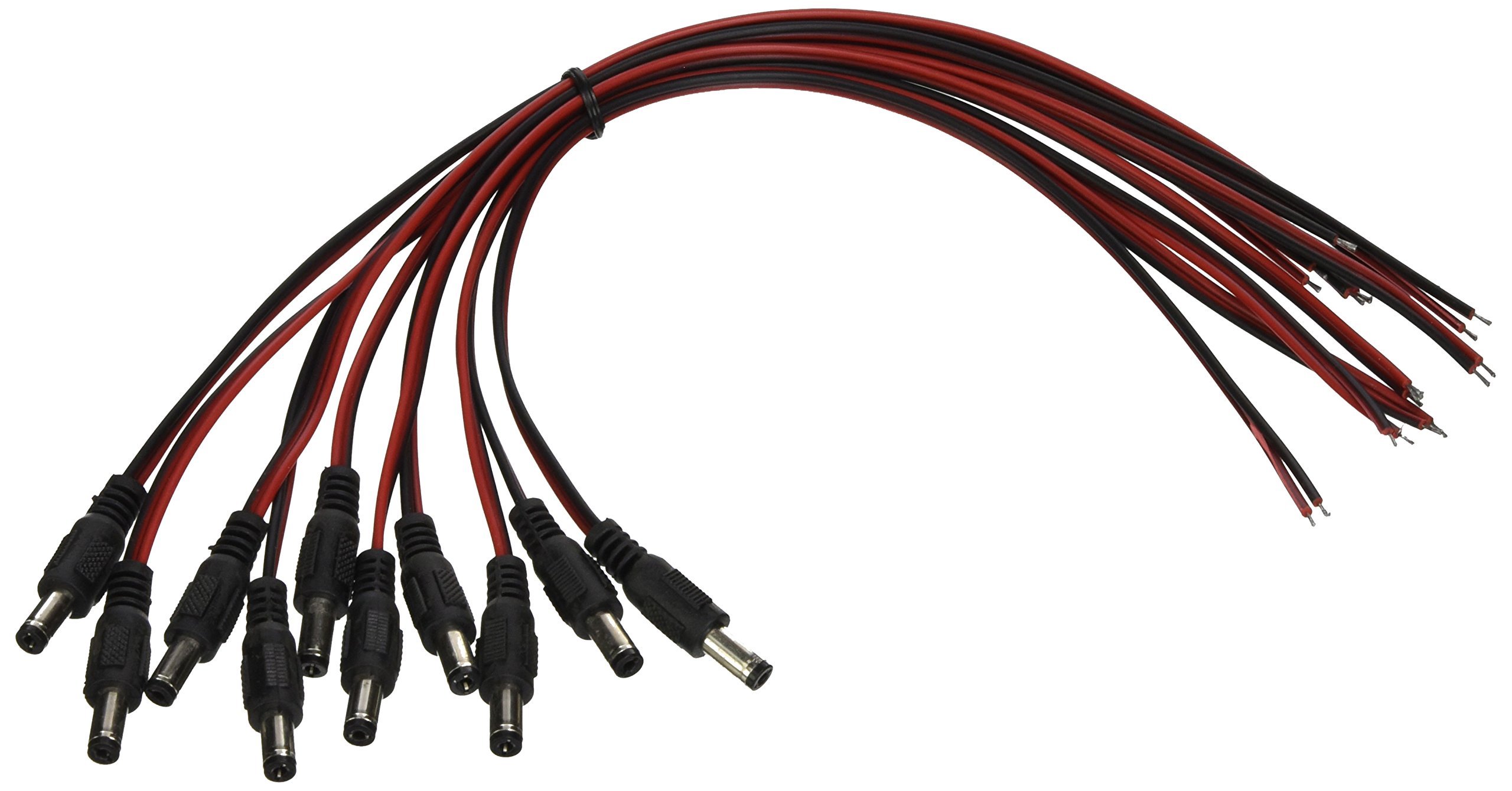 iMBAPrice iMBA-CCTV-PGTM-10 CCTV Security Camera DC Male Power Plug Pigtail Cable - Pack of 10 (Black/Red)