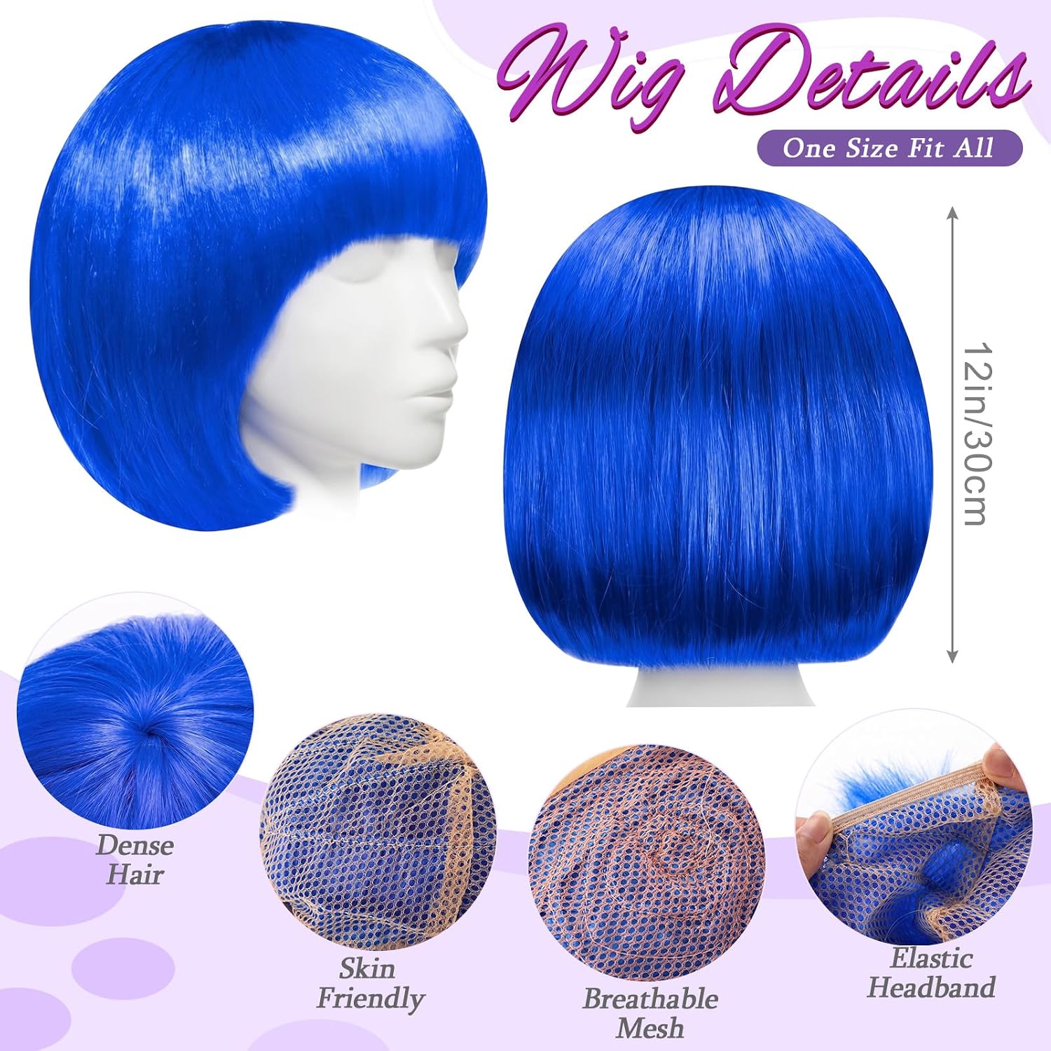 MTLEE 16 Sets Party Wigs and Sunglass Set Colorful Neon Short Bob Wig Hair Hairpieces for Bachelorette Cosplay Favor Supplies (Multi-color,Cool Glasses) image 2