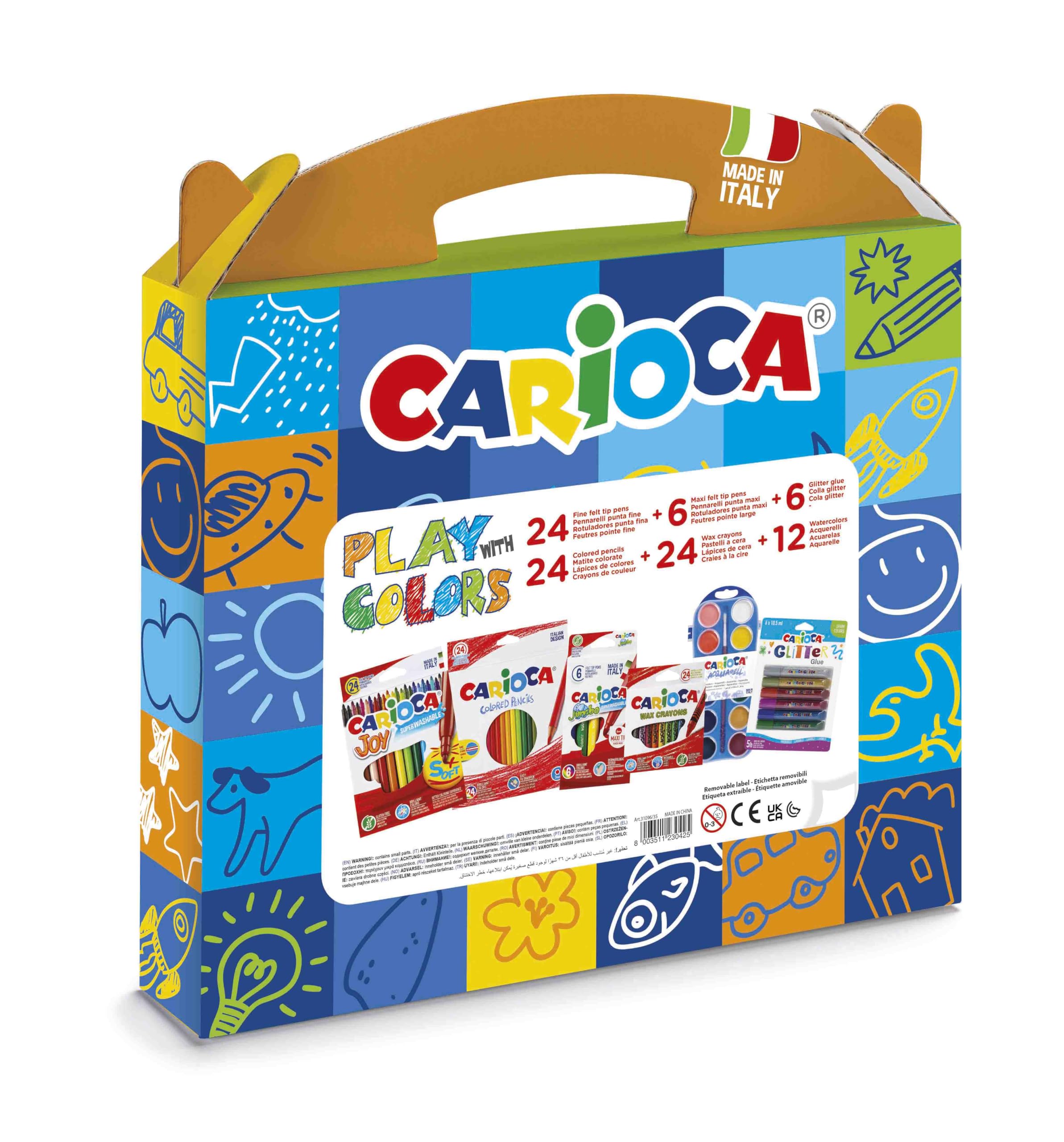 Carioca Maletin Especial con Kit de Dibujo Play with Colors | Maletín con Material Completo para Dibujar| Álbum Incluido | 90 piezas