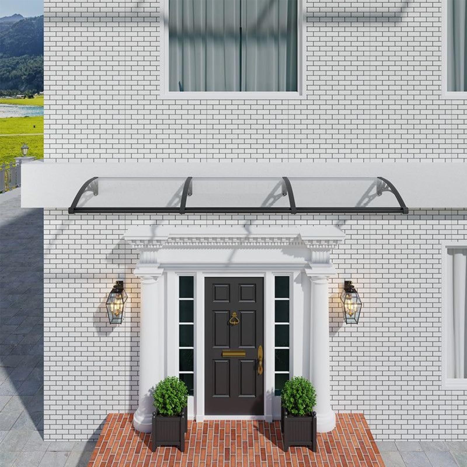 Auvent modulaire haute transparence résistant pluie et neige 80x360