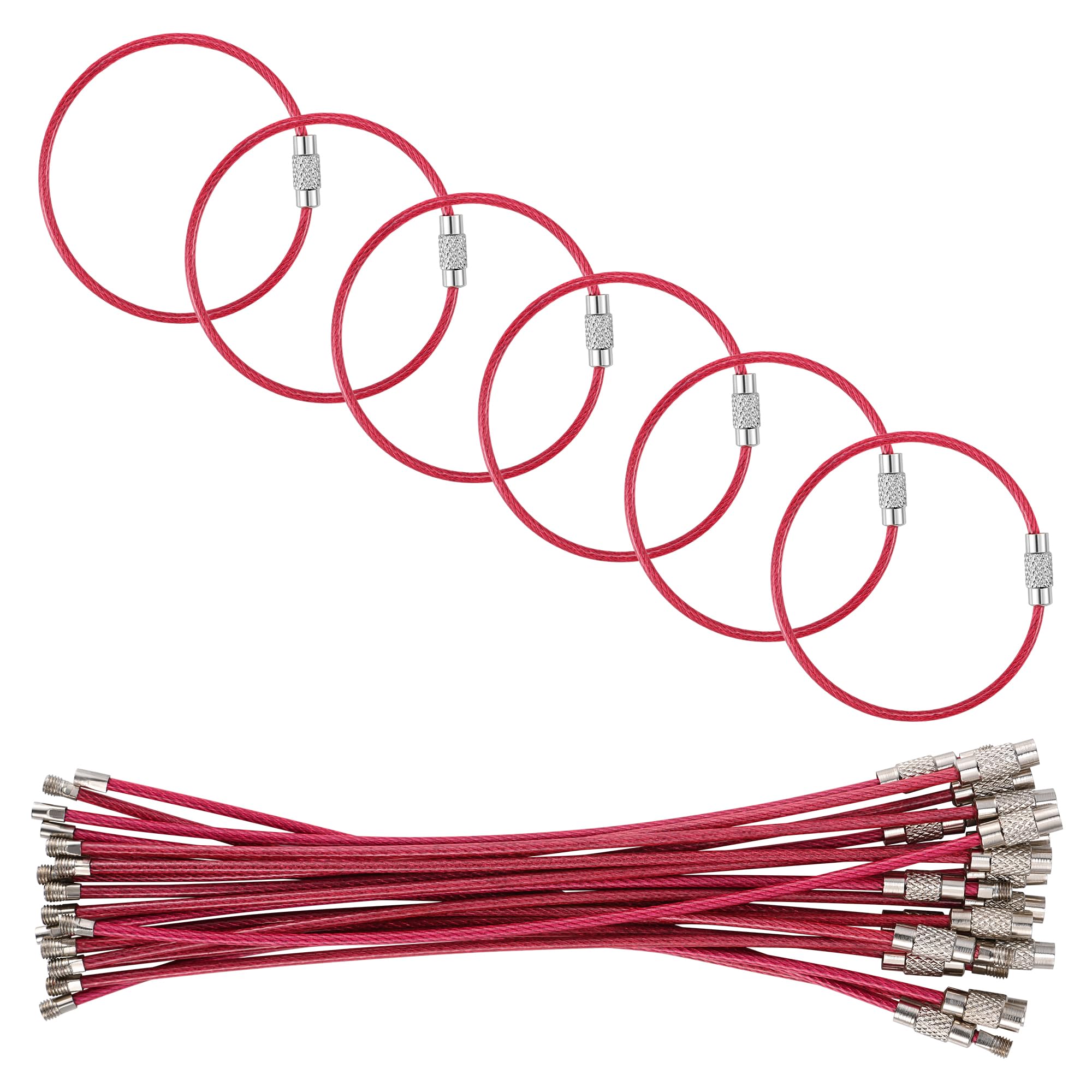 5.9in/15cm Stainless Steel Keychain Cable,Wire Diameter 2mm Metal Key Ring Loop,20 Pieces