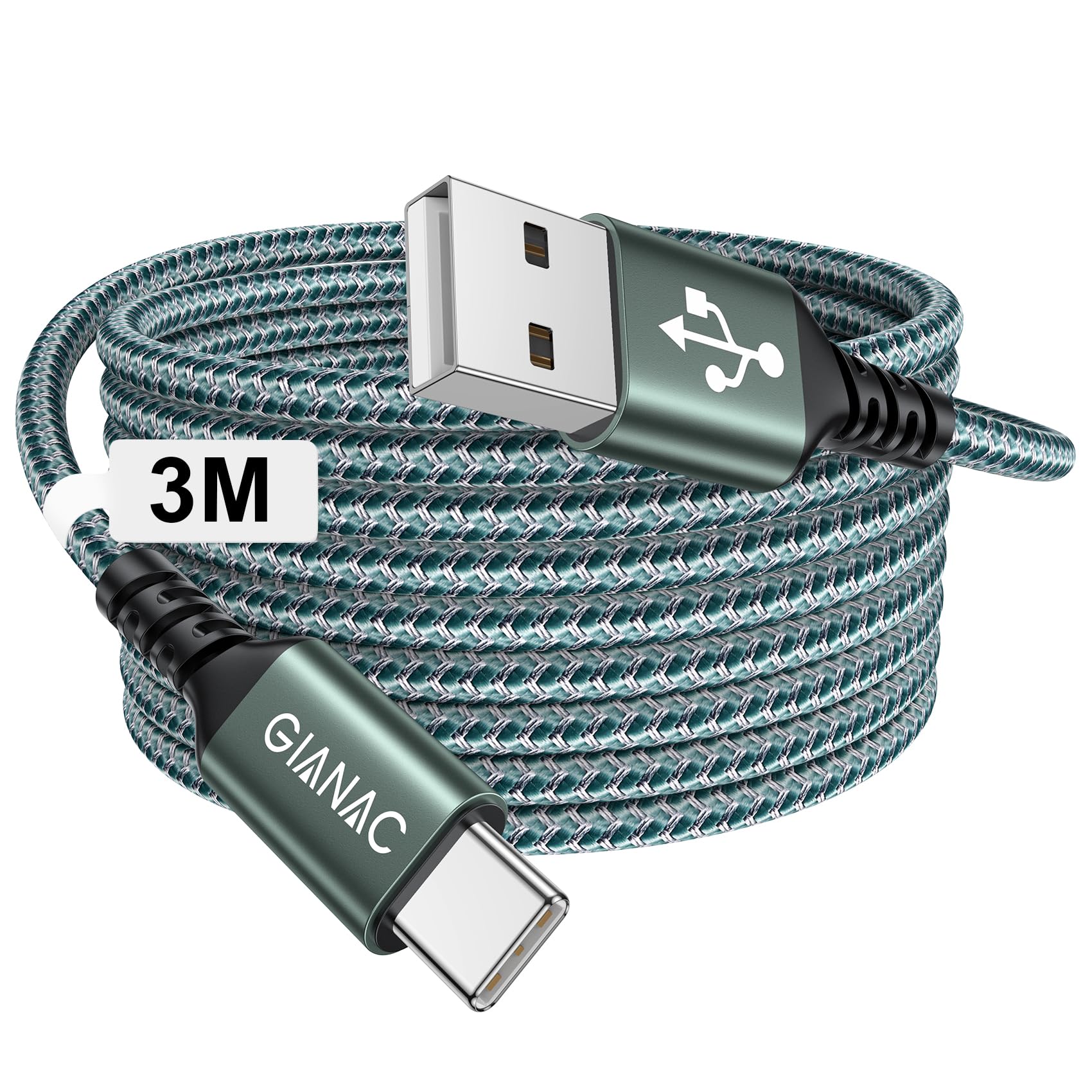 GIANAC Cavo USB Type-C 3M, Cavo USB C Lungo Cavo di ricarica USB C Tipo C 3.1A cavo di ricarica e cavo dati USB C per Galaxy S22 S21 S20 S10,Huawei P9 P20 P10 P30, Xiaomi,Sony,OnePlus