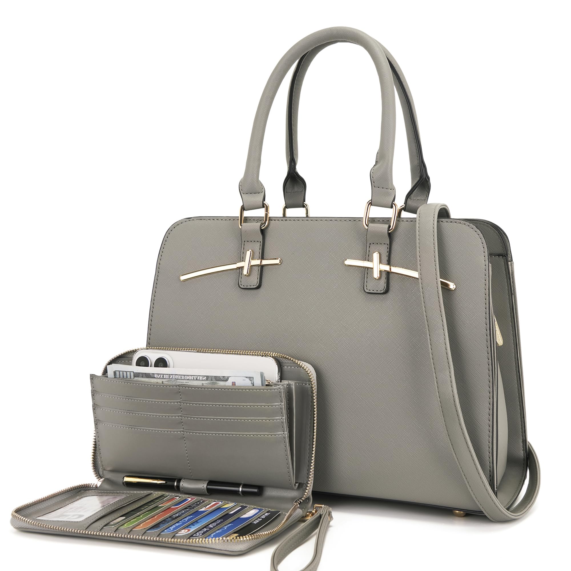Purses for Women Handbag Wallet Tote Shoulder Hobo Bag Top Handle Satchel Purse Set 2pcs with 3 Compartments