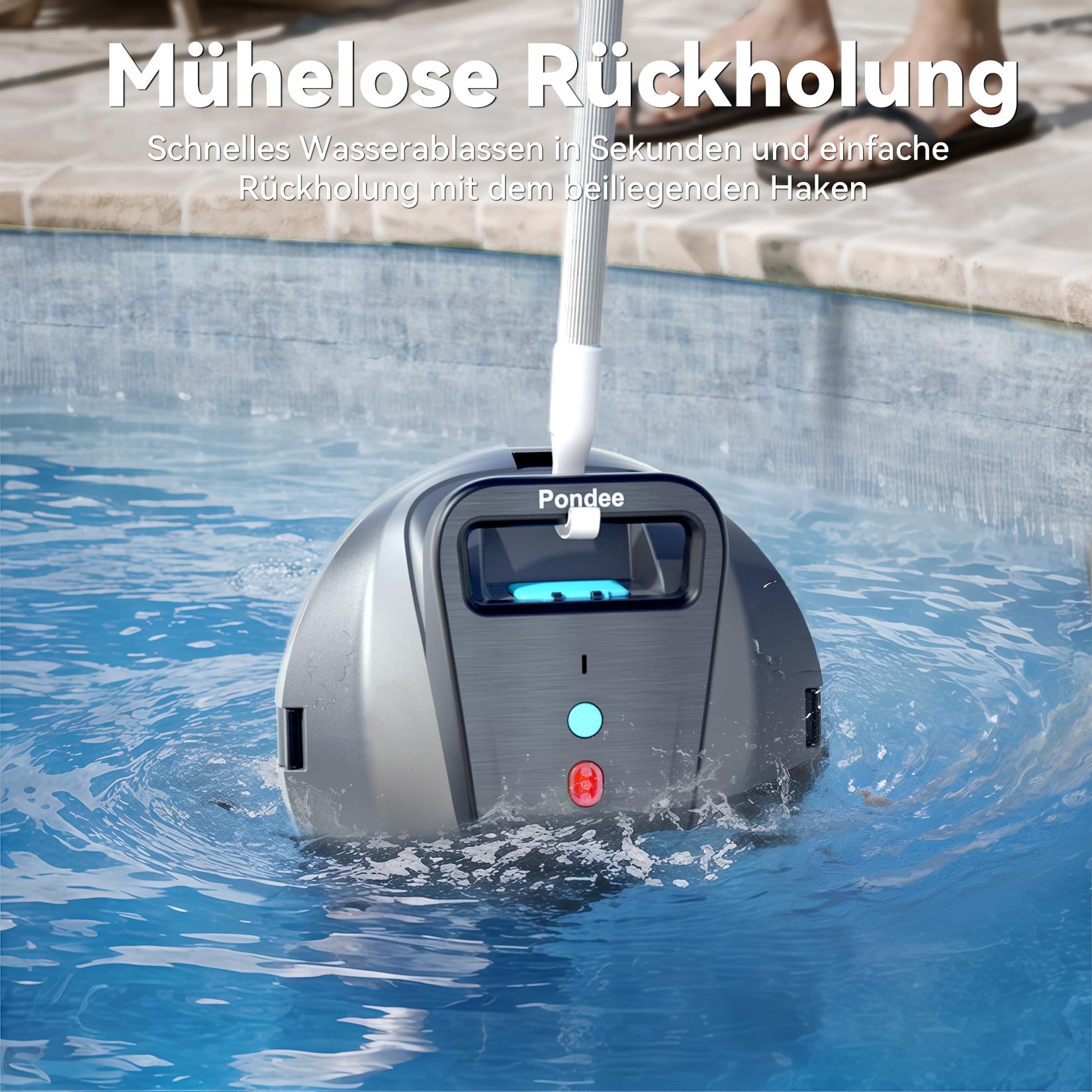 (Upgrade 2026) X1 Poolroboter Akku, Kabelloser Poolsauger mit 120 Min Laufzeit, Auto-Parkfunktion, 2,5 h Schnellladung, für Aufstellpools & Ebene eingelassene Pools bis 80m²