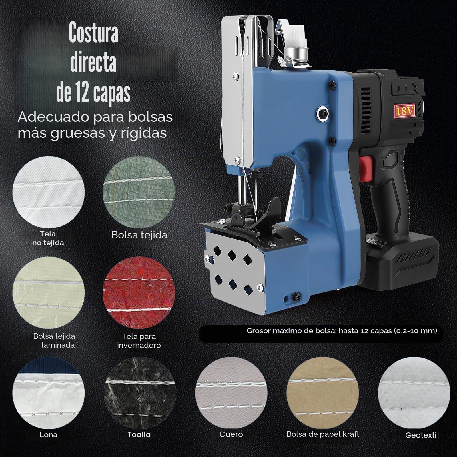 5200mAh Eléctrica Sacos Maquinas de Coser 18V 14000RPM sellador de bolsas industrial maquina de coser de mano para bolsa de plástico de papel de arroz saco de piel de serpiente