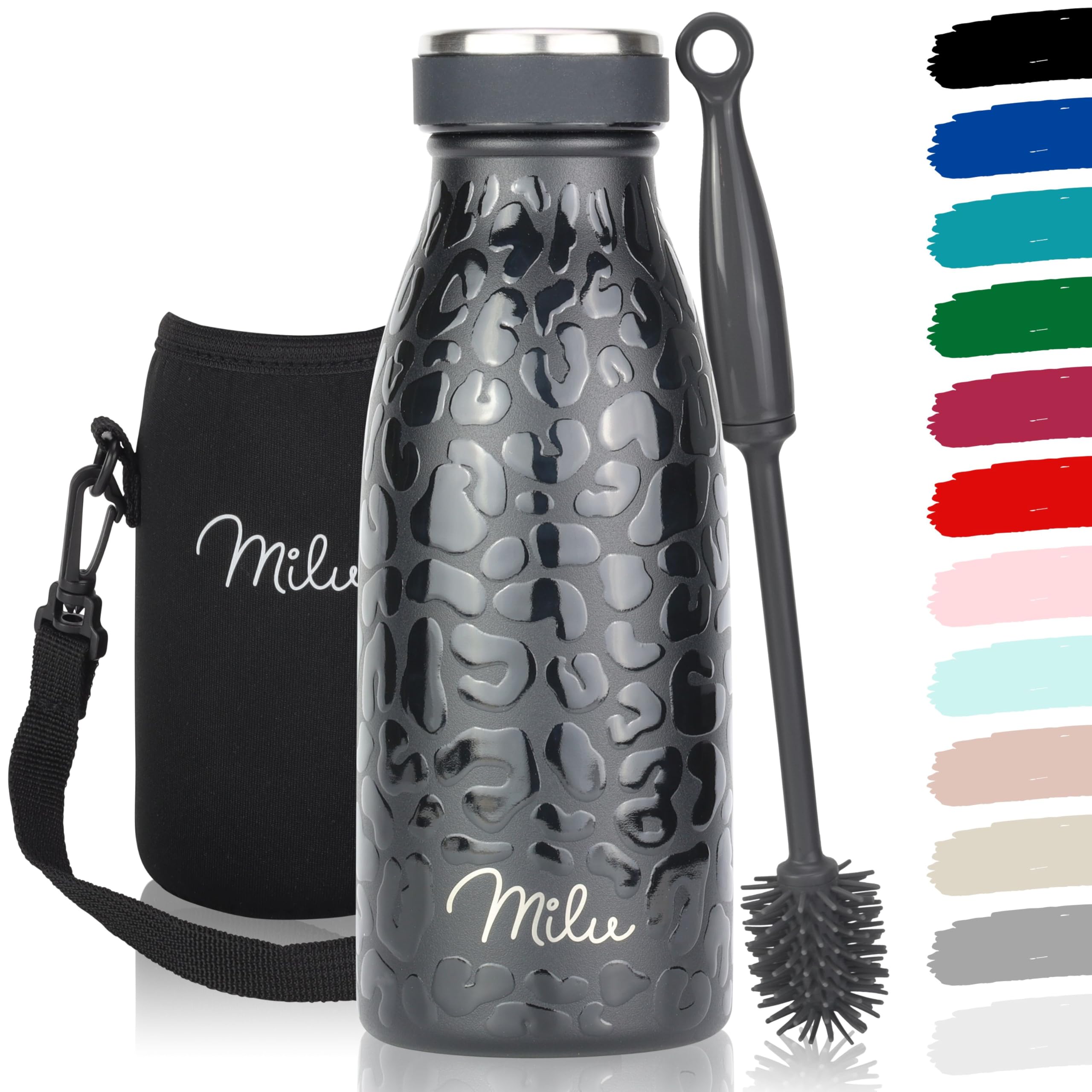Milu Stainless Steel Drinking Bottle 350 ml, Insulated Thermo Flask for Water, Leak Proof, Insulated and Double Walled