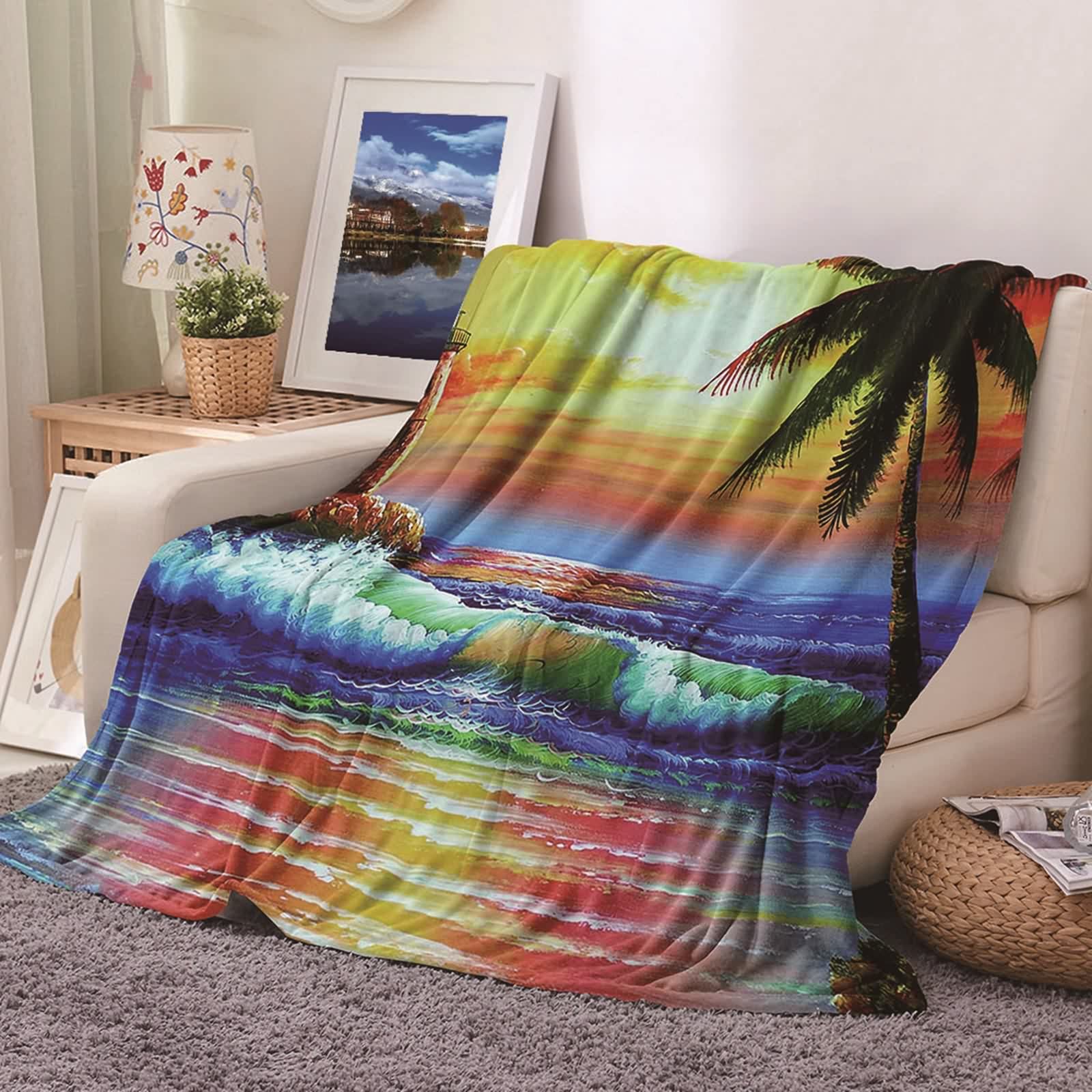 Couverture plaid flannel KnSam 180x200cm multicolore pour lit et canapé