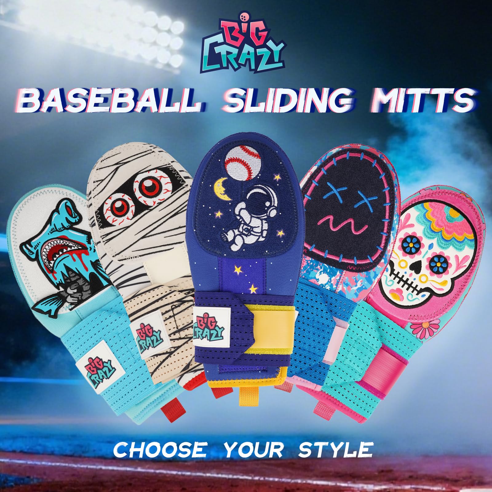 Big Crazy Guanto scorrevole, guanto scorrevole da baseball per bambini e adulti, protezione per le mani sinistra e destra, guanti scorrevoli flessibili traspiranti durevoli, accessorio antigoccia