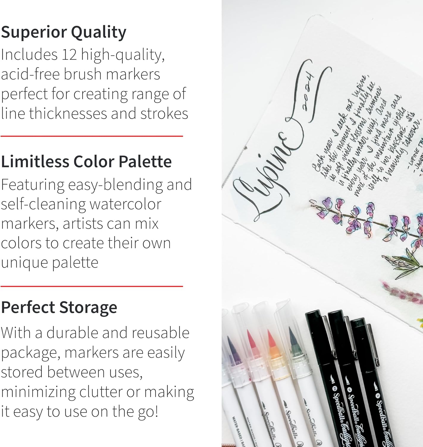 Speedball Hand-Lettering Brush Marker Set, 12-Piece