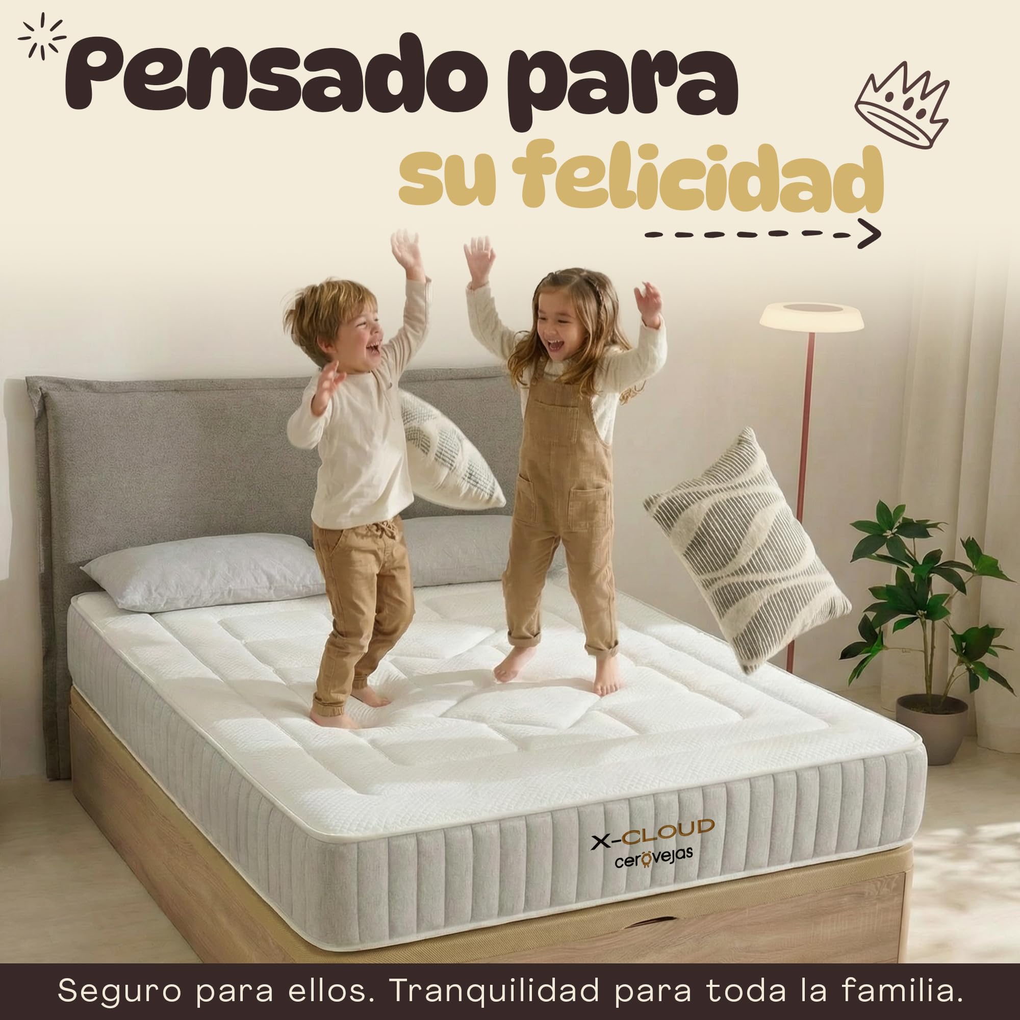 Colchón Viscoelástico Xcloud 135 x 190 - Altura 30 cm | Alta Densidad - Núcleo HR 28kg - Firmeza Media Alta para Aliviar la Presión y Dolores | Oeko-Tex | Fabricado en España