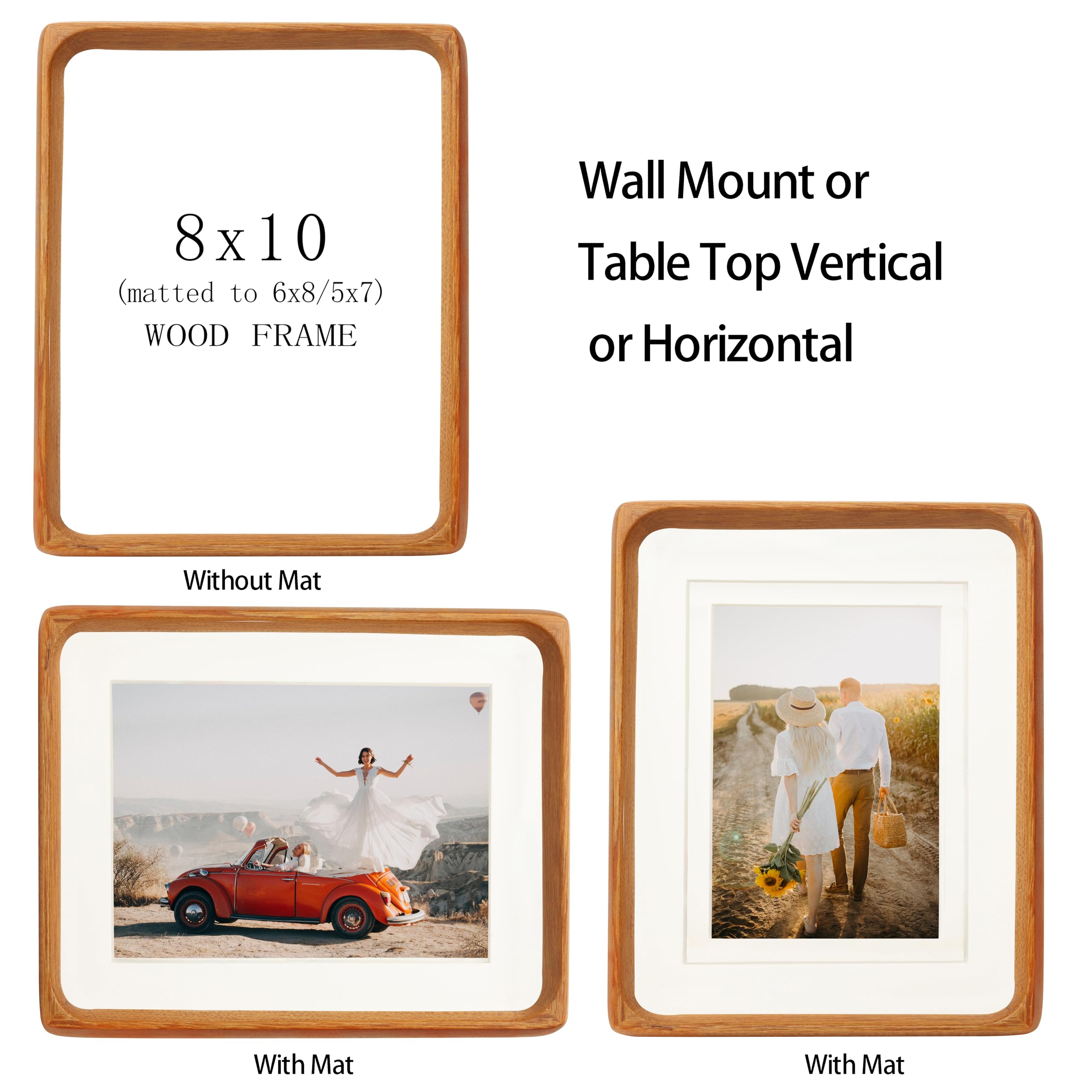 Amazon.com - XKIILH 8x10 Picture Frames Teak Solid Wood with Real