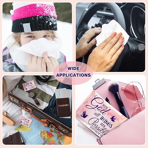 Miniatura 6 de Sinmoe Paquete de 60 pañuelos de bolsillo para viajes, pañuelos de viaje cristianos de 3 capas, tamaño de bolsillo para invitados, minicaterera,