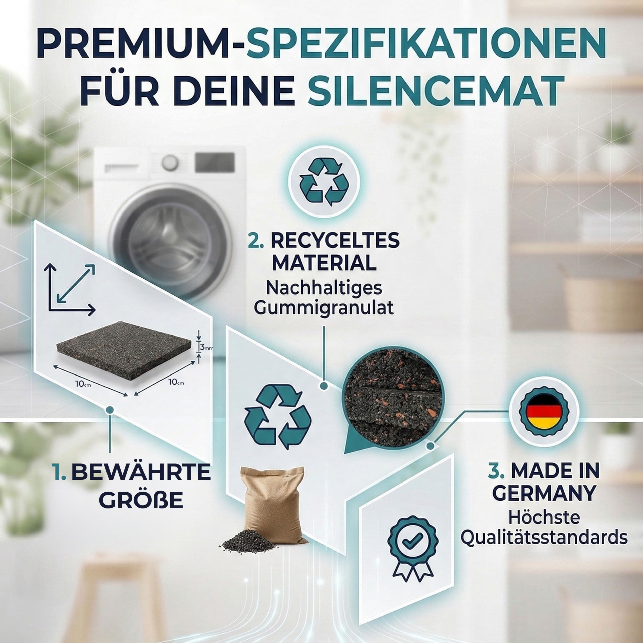 Antivibrationsmatte Waschmaschine I Vibrationsmatte 3D Drucker I Anti Vibration  Waschmaschinenunterlage I Schwingungsdmpfer I Dmmmatte Waschmaschine I  Waschmaschienenuntermatte I 4 Stck 3mm : Amazon.de: Elektro-Grogerte