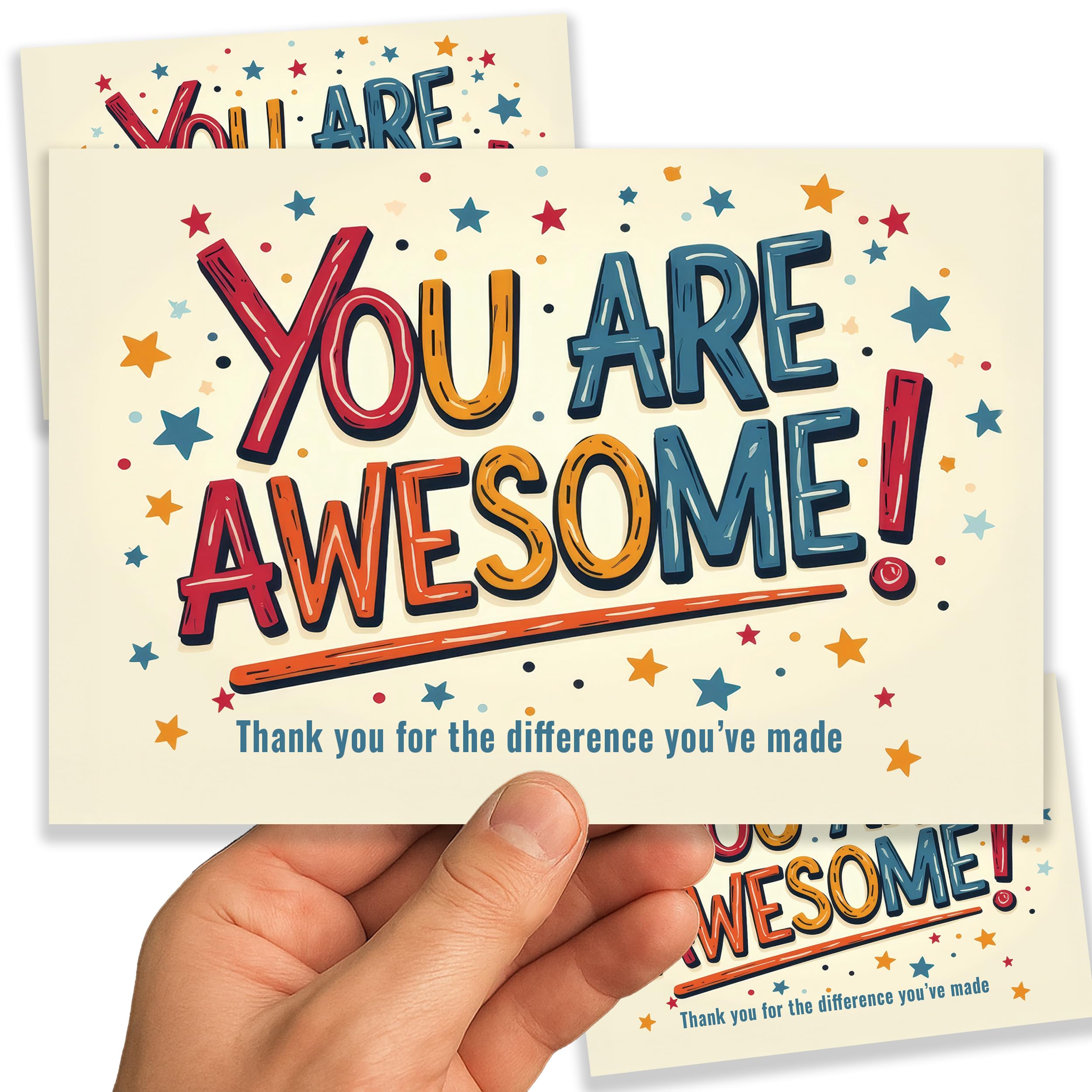 Healthy Surplus You Are Awesome Cards - 4x6 Postcards Pack (50 Greeting Notes) - Show Appreciation for Employees, Teachers, Customers, Volunteer,