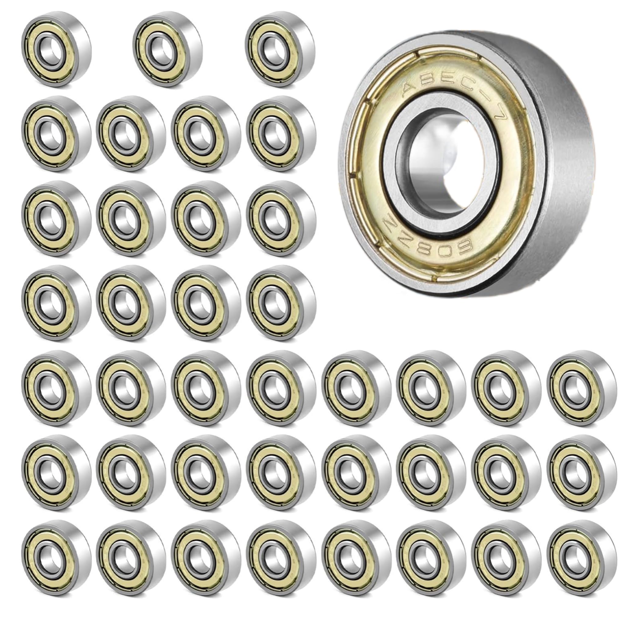 40 Packs 608zz Ball Bearing, Longboard Roller Skate Bearing, 608