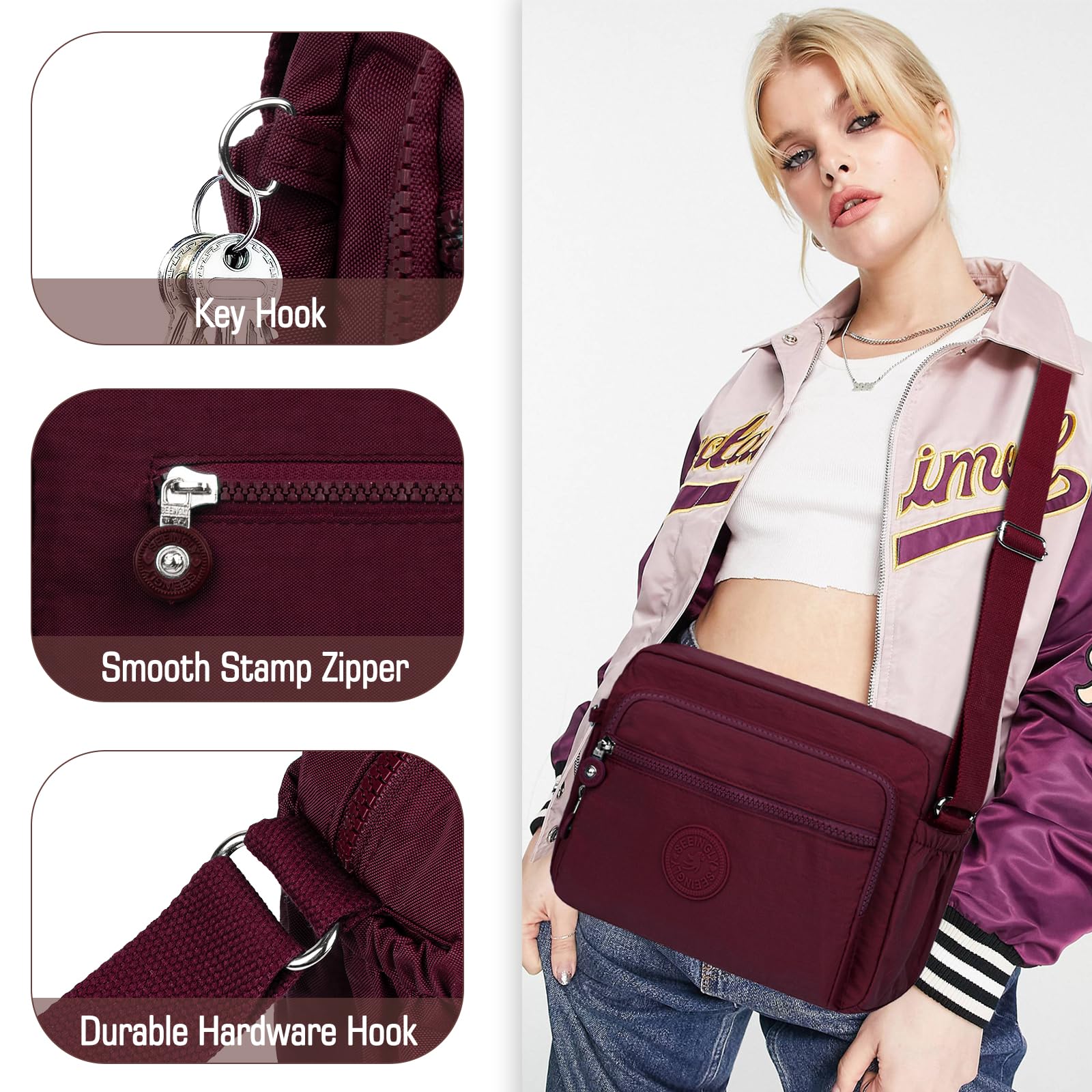 Sac Bandoulière Femme Décontracté Moyen - Sacoche Besace Légère Pour Le Shopping, Le Travail et Les Voyages, Rouge