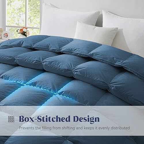 Miniatura 10 de puredown Edredón de plumas de ganso tamaño matrimonialqueen, relleno de edredón plisado para todas las estaciones, calidez media, edredones de lujo