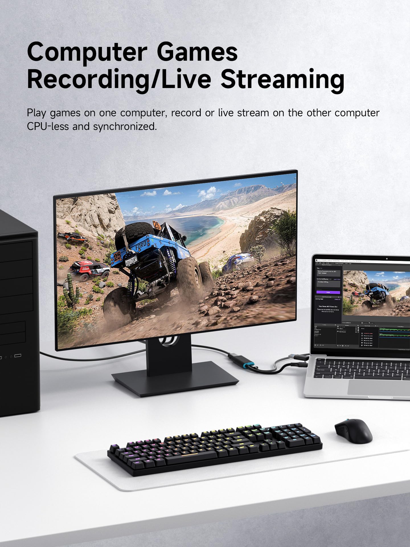 Hagibis Tarjeta de captura de video 2K a 30Hz con 100W PD, HDMI a USB A/USB C cable de captura 1080P @60fps YUY2 MJPEG MS2130 para Quest 3 2 Pro VR Switch2 PS4/5 transmisión en vivo, juegos