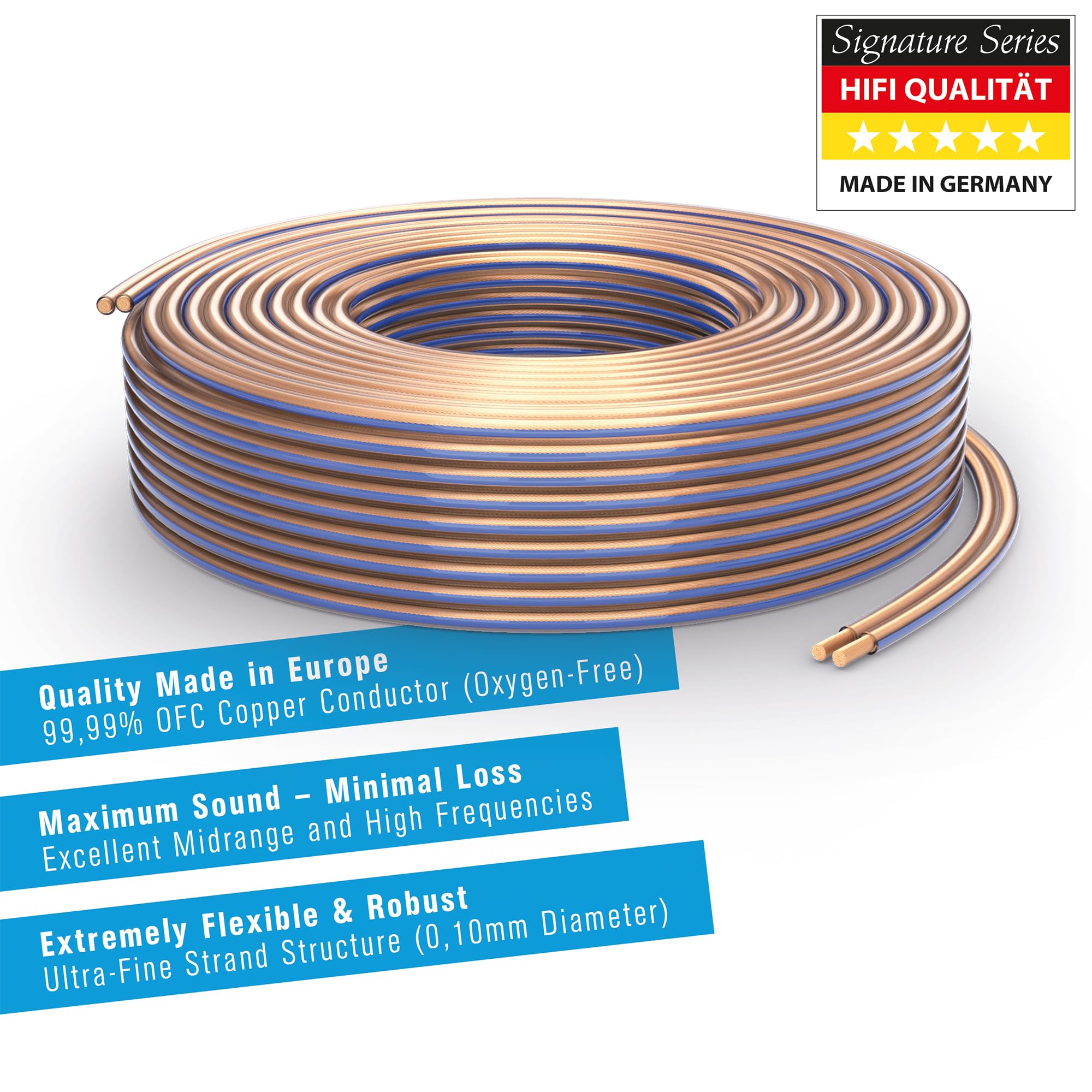 PureLink Cavo per altoparlanti con connettori a banana, cavo audio OFC 2x4,00mm² (0,10mm), 20,0m, 4 connettori, rame puro per casse HiFi e subwoofer, marcatura polarità, trasparente