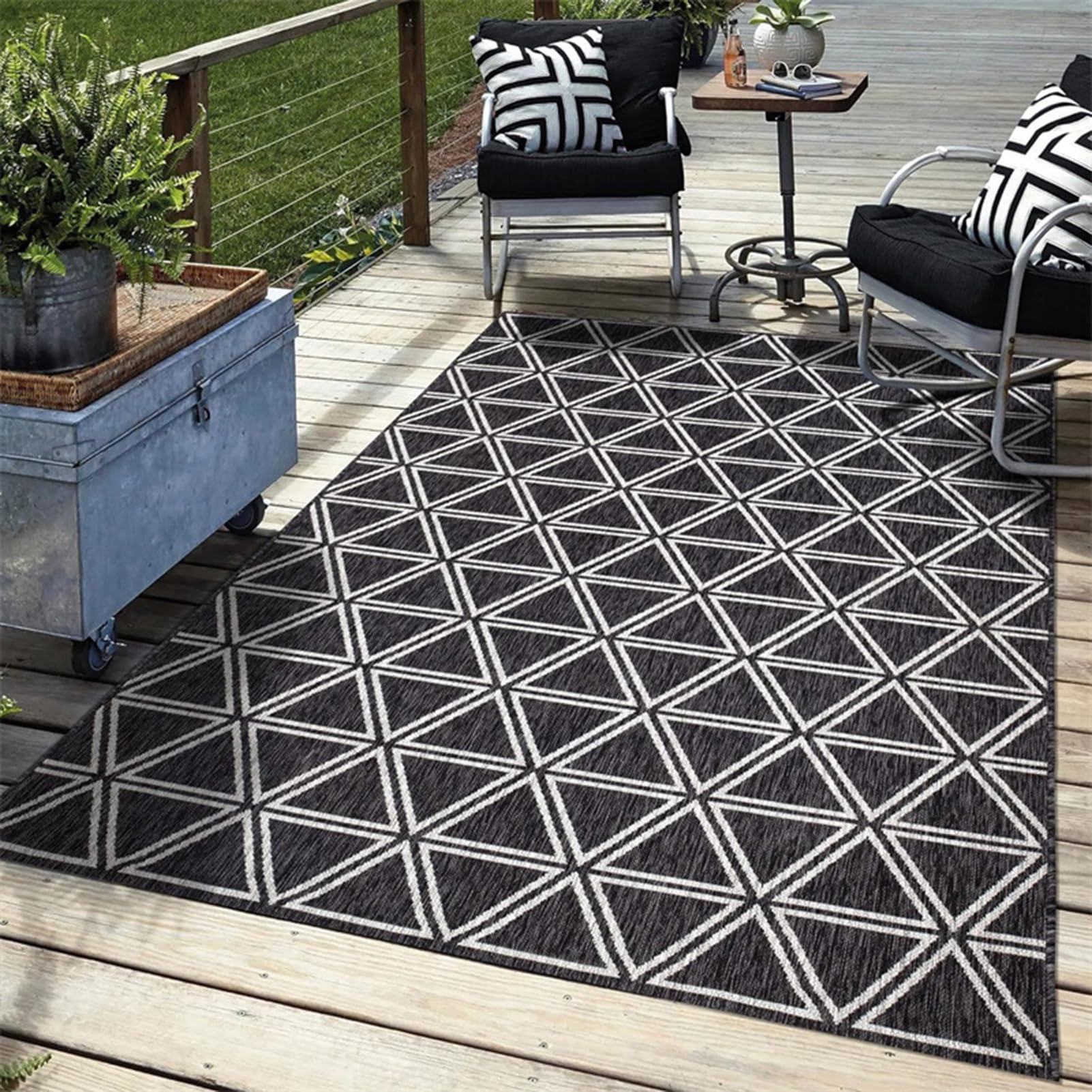 HGTRH Outdoor Rug 8x10 Patio Waterproof Washable, Deck Carpet Outdoor Waterproof For Patios Non Slip 4'X 8, Garden Rugs Outdoor 3x5 Easy Clean For Balcony Yard, Outside Portable Rv Rug Picnic Mat