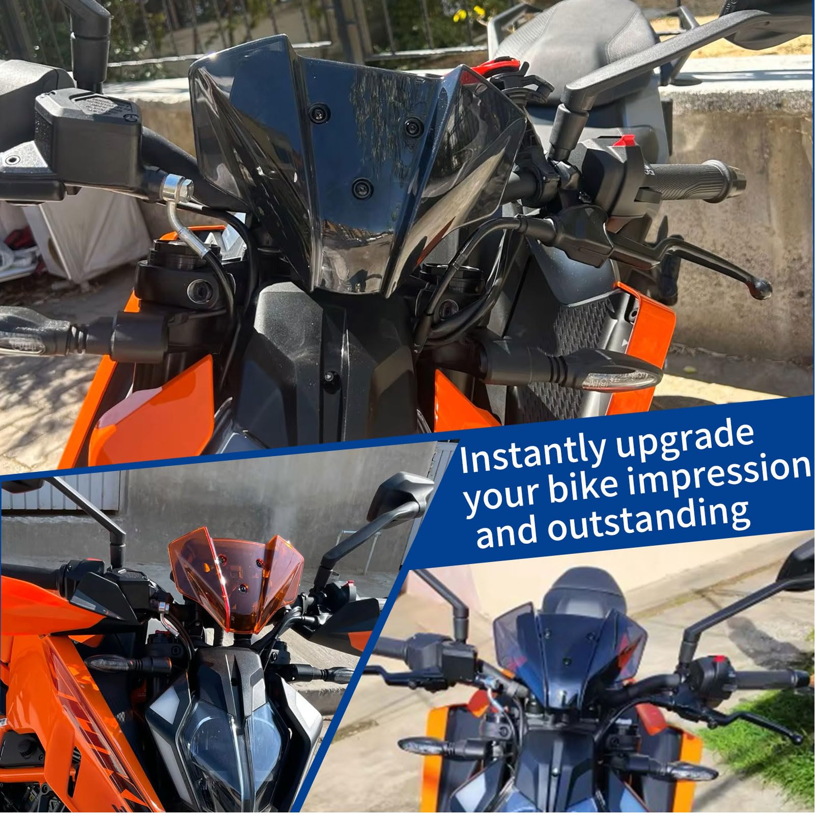 Parabrezza per moto Parabrezza Deflettore antivento Parabrezza Visiera Visiera Replacement for K&T&M DUKE 125 DUKE 250 DUKE 390 2024 2025 Accessori per modifiche (Fumo nero)