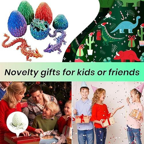 Miniatura 66 de Huevo de dragón impreso en 3D de 15 pulgadas, juguetes de cumpleaños de Navidad, regalo de relleno de calcetines, dragón de cristal articulado